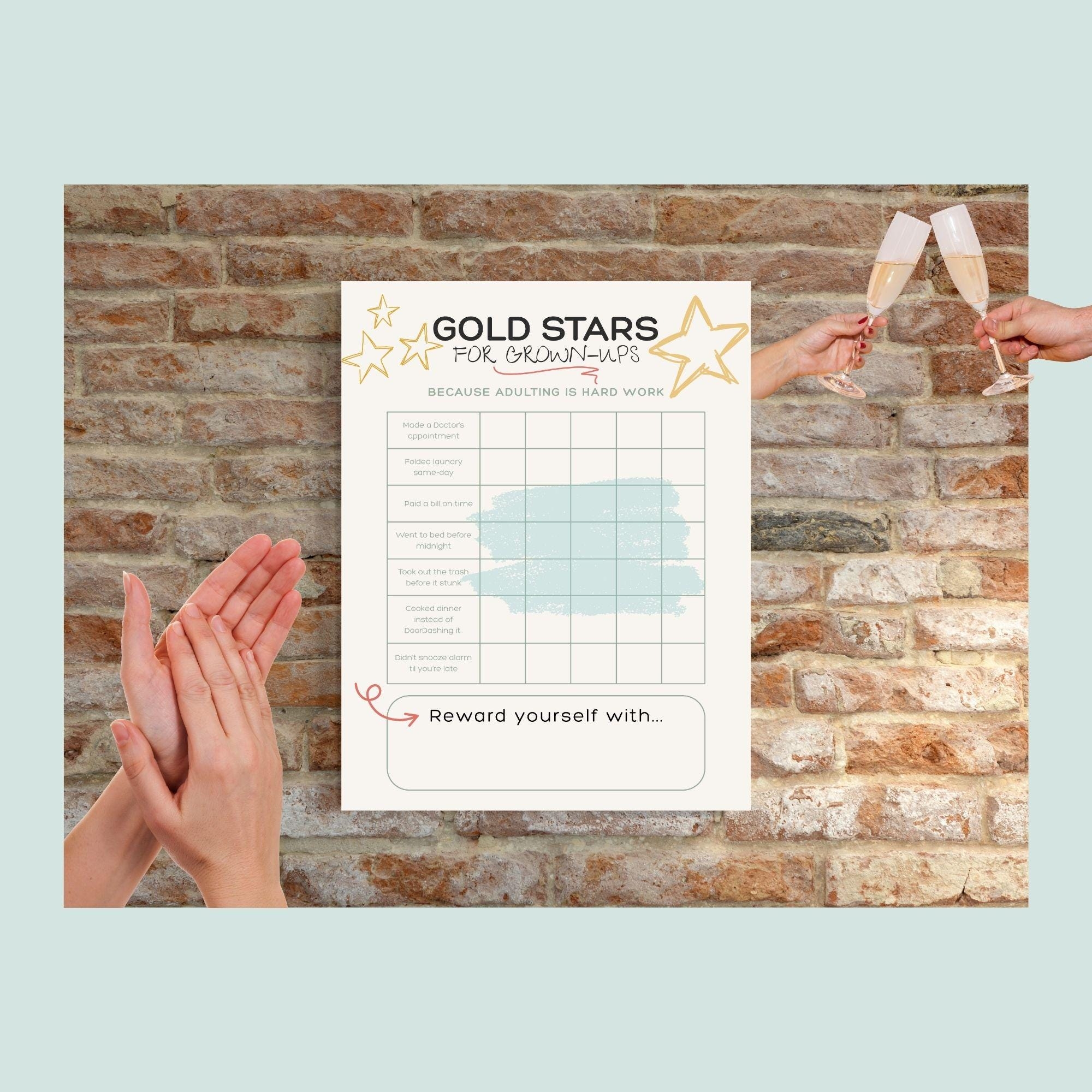 Adulting Reward Chart Printable Editable Funny Star Chart For Adults Digital Download Gag Gift Etsy Israel