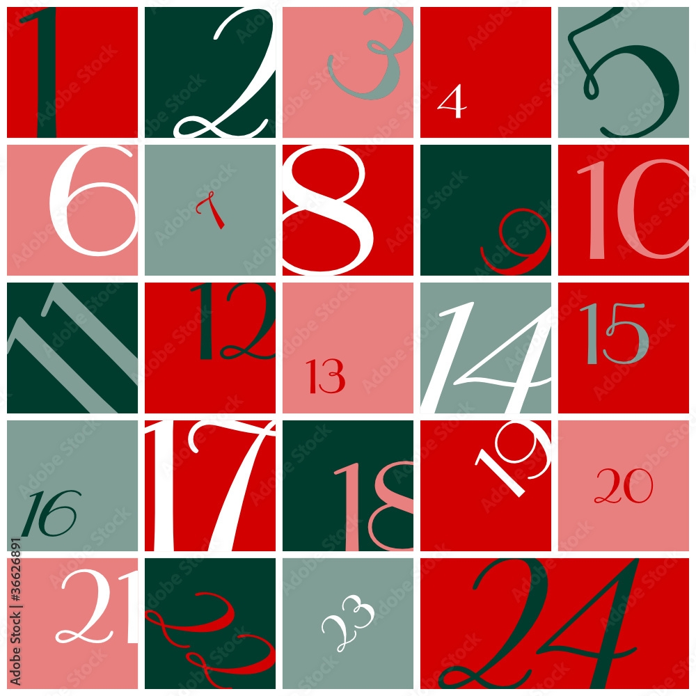 Advent Calendar Numbers Red Green White Stock Vector Adobe Stock