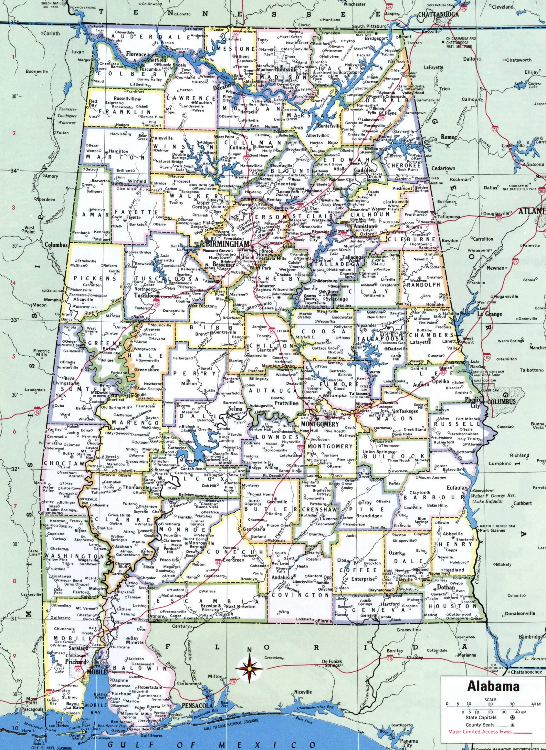 Printable Map Of Alabama With Cities