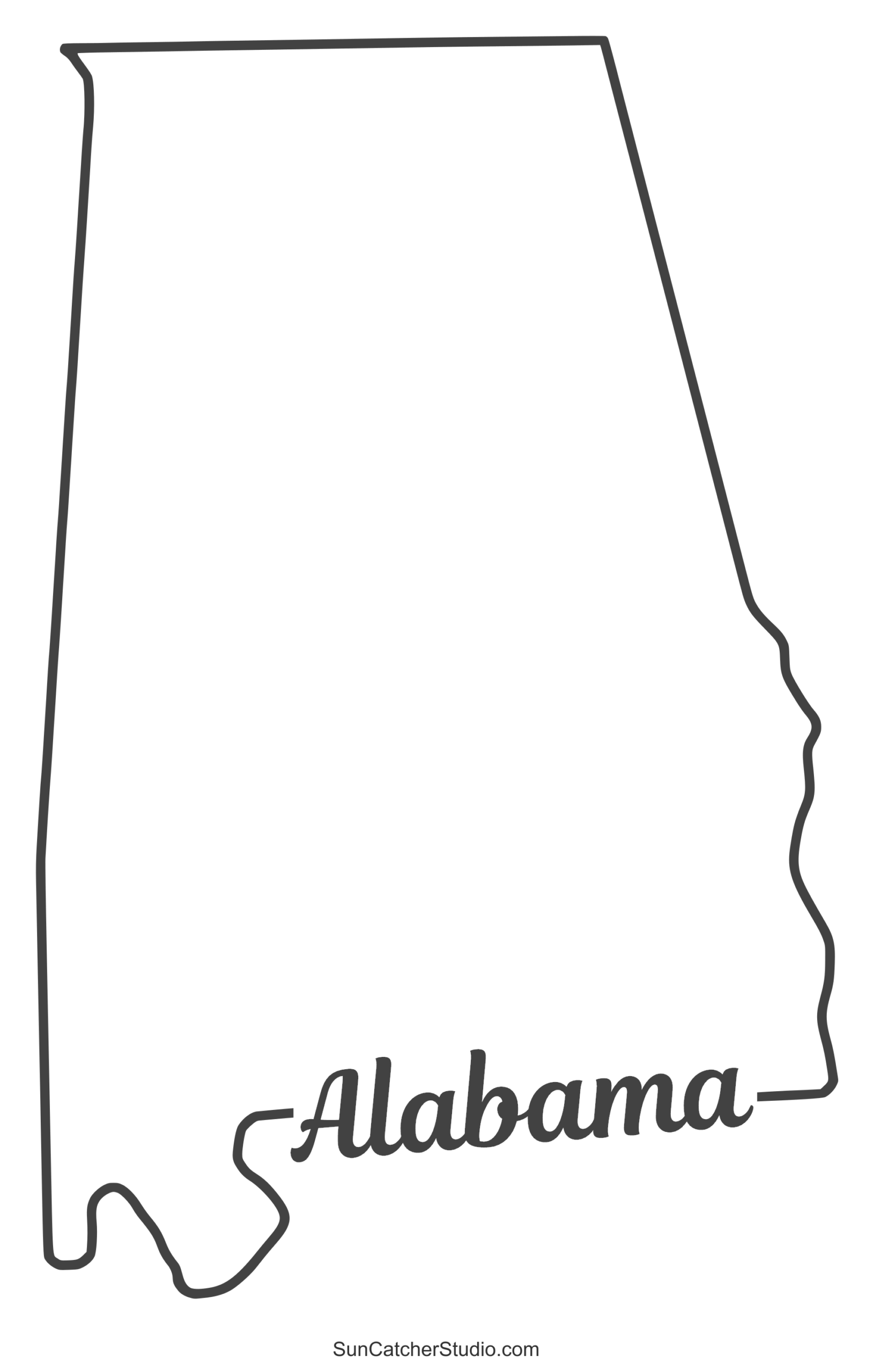Alabama Map Outline Printable State Shape Stencil Pattern Free Printables Monograms Design Tools Patterns DIY Projects