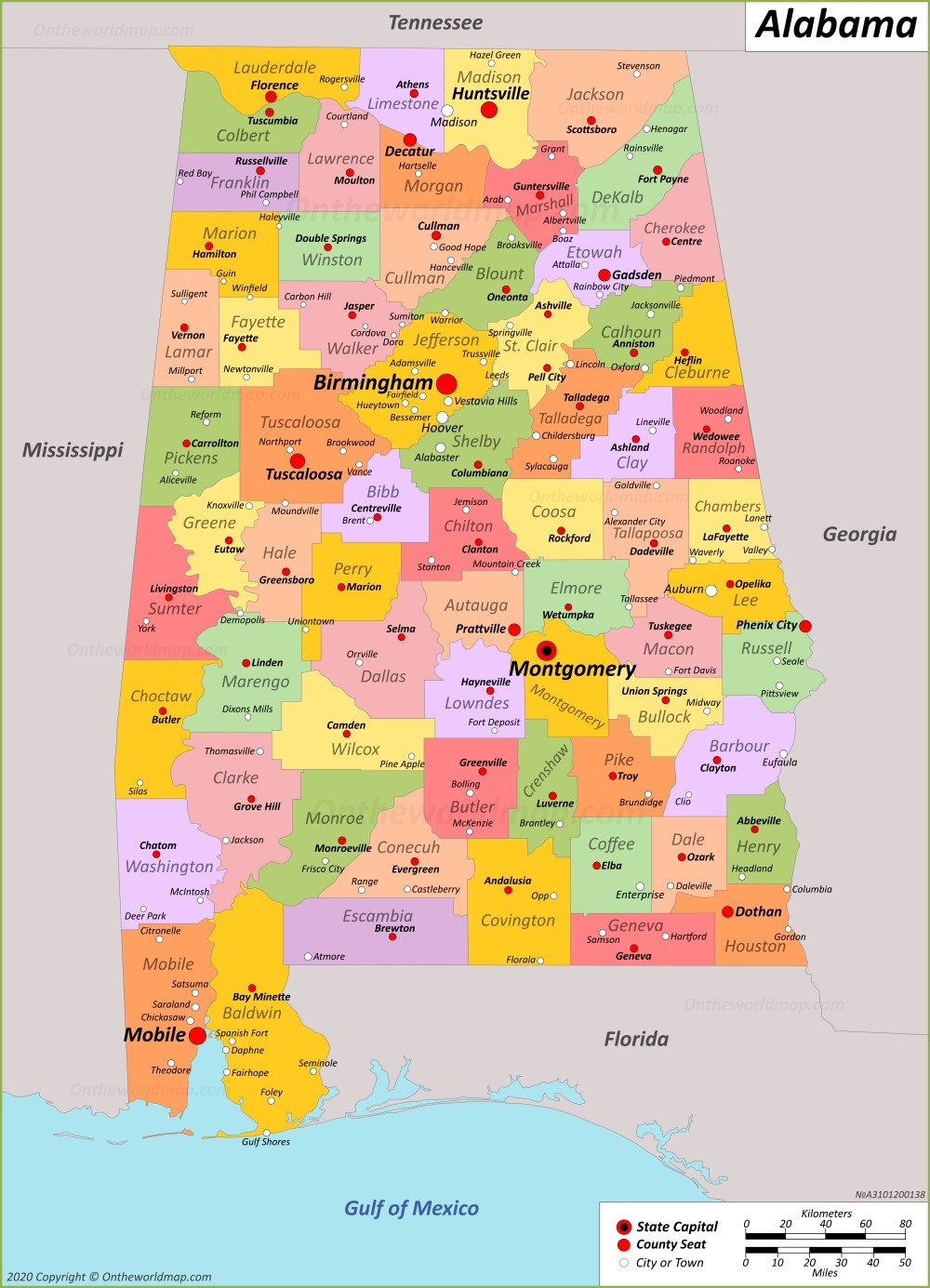 Alabama State Map Printable