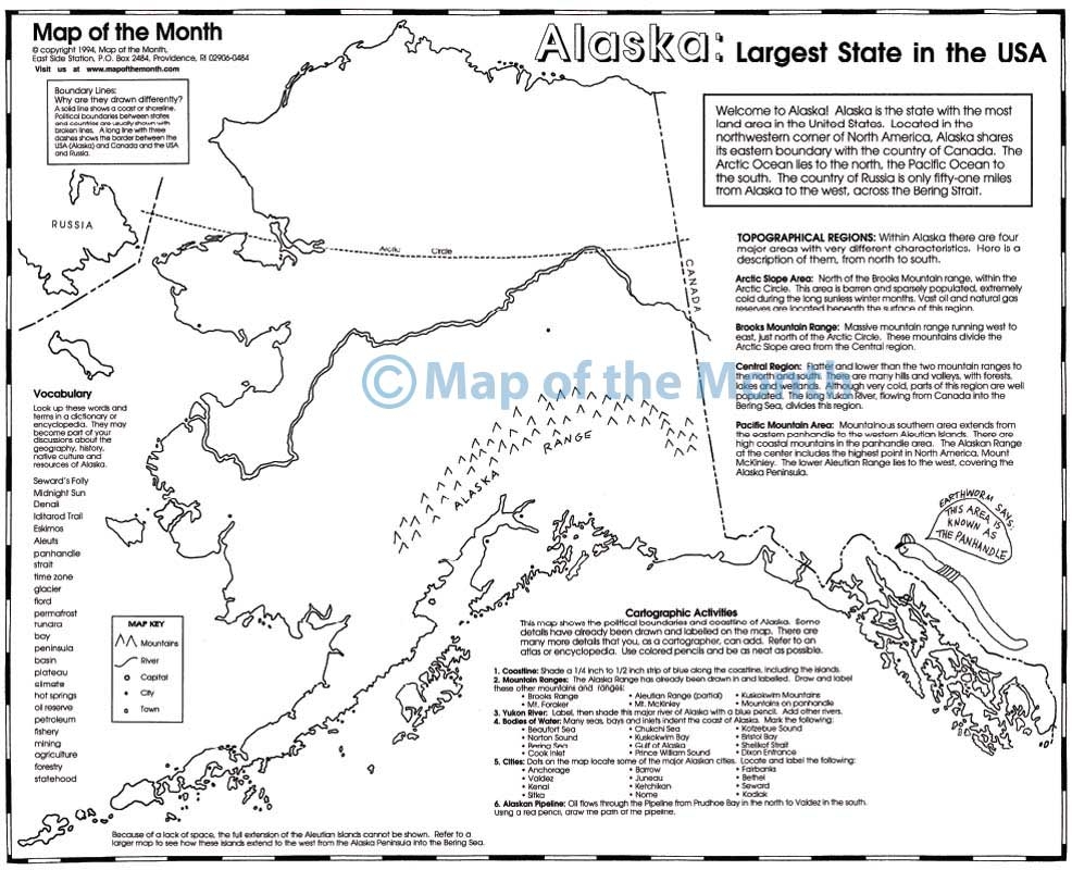 Alaska Map Blank Outline Map 16 By 20 Inches Activities Included Alaska Map Blank Outline Map 16 By 20 Inches Activities Included