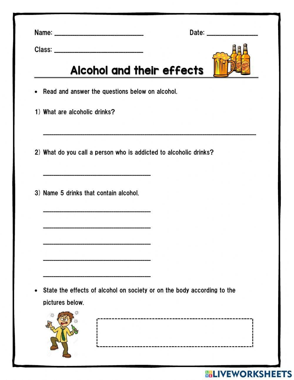 Alcohol And Its Effect Worksheet Worksheets Library
