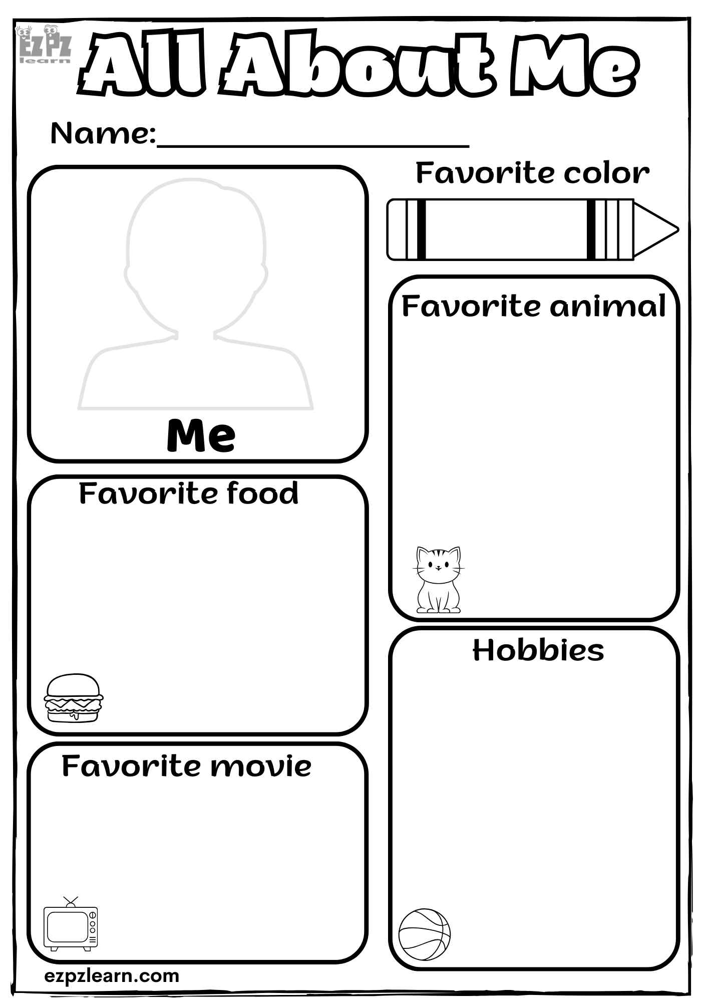 All About Me Self Introduction Kindergarten Practice Activity Ezpzlearn