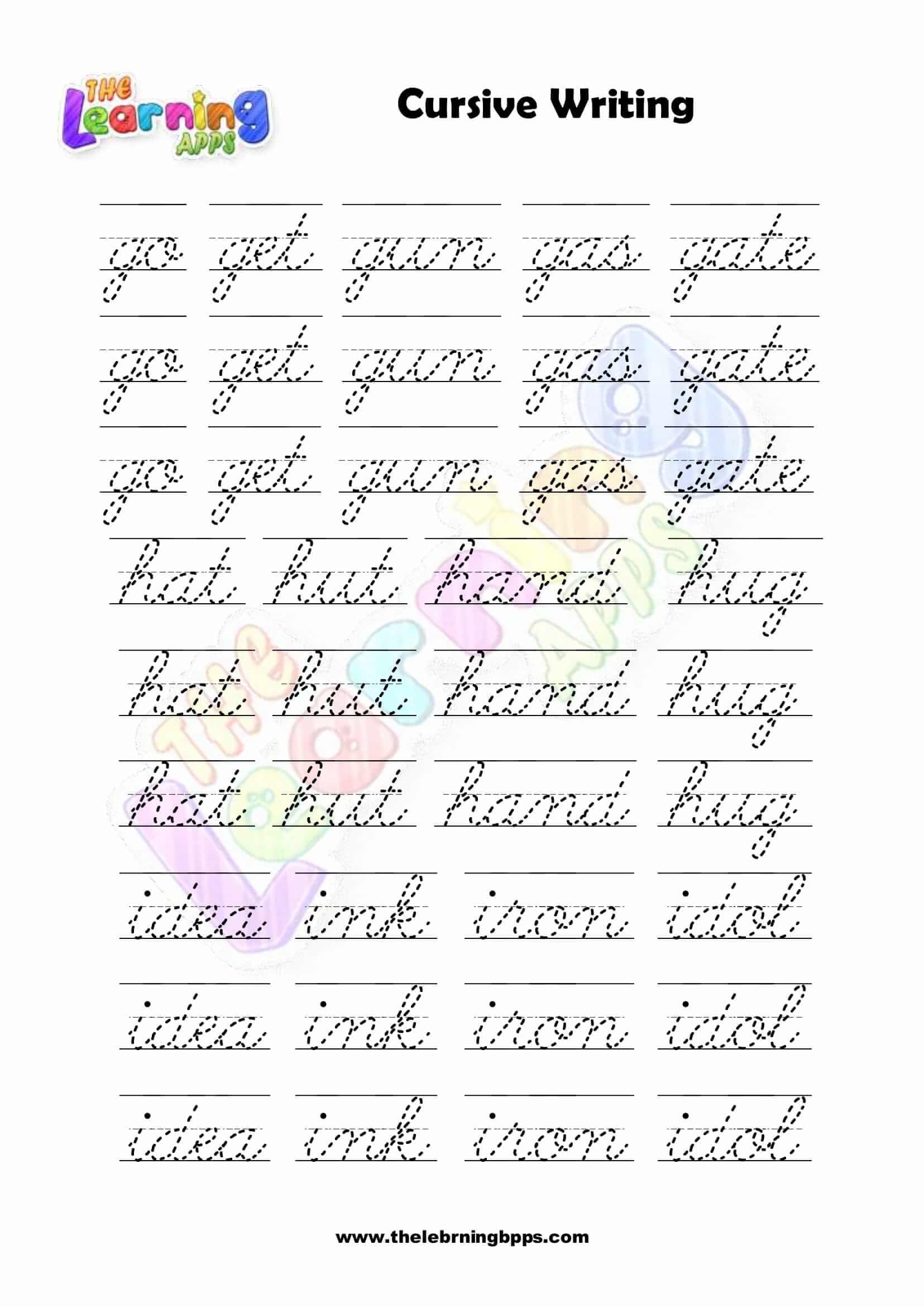 Free Printable Cursive Handwriting Practice Worksheets