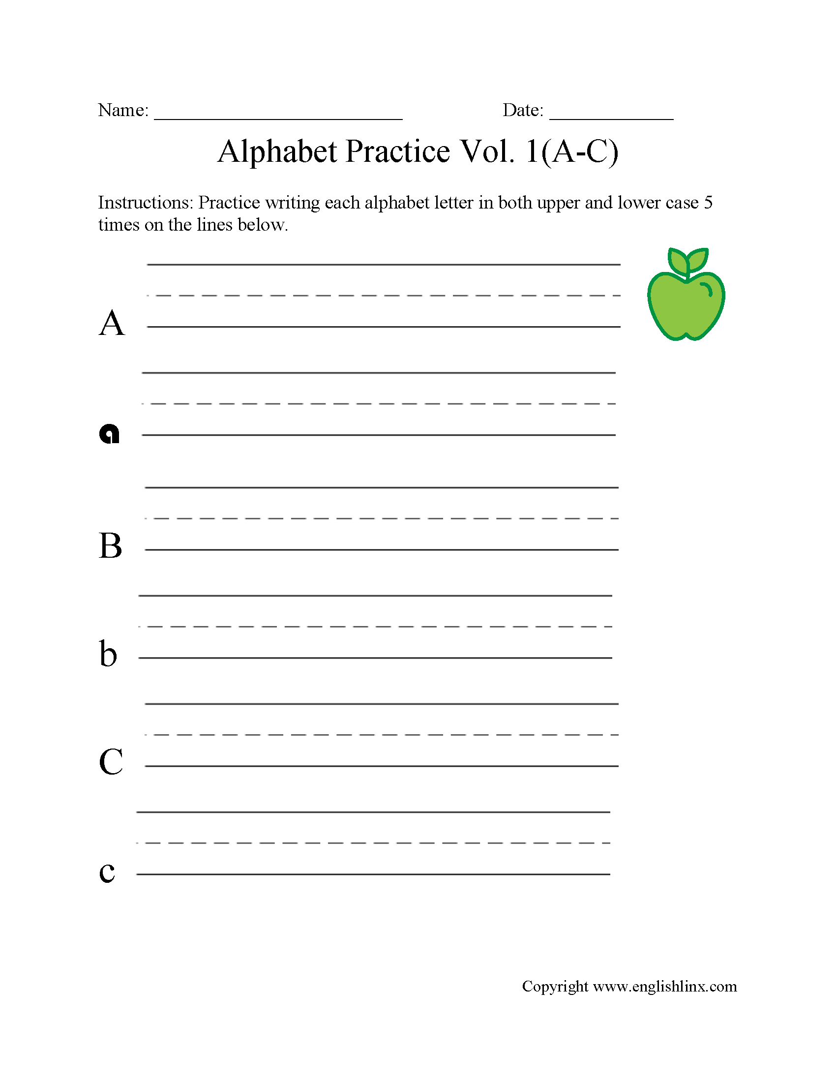 Alphabet Writing Worksheets Printables