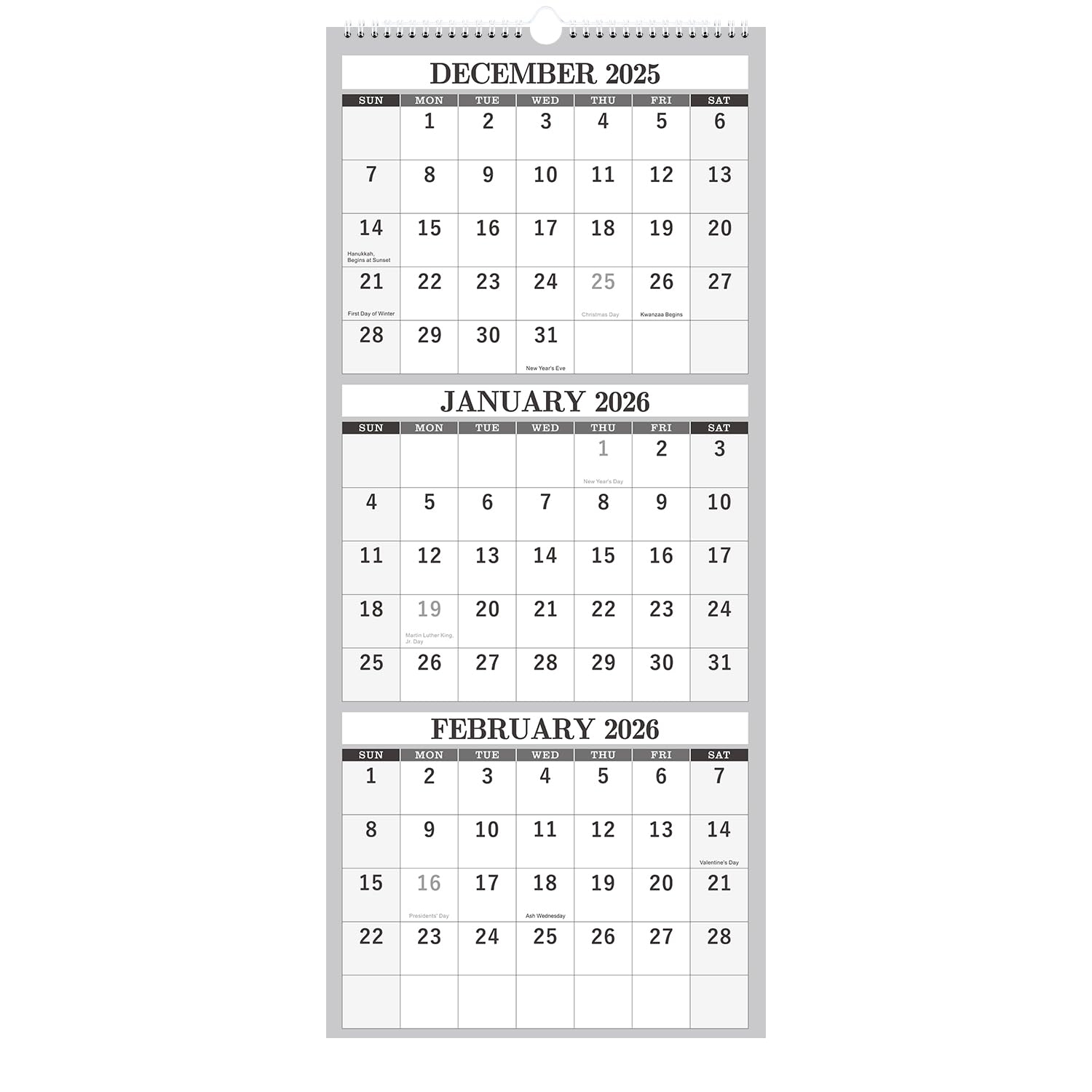 Amazon 2026 Wall Calendar 3 Month Calendar Vertical Display 3 Month Wall Calendar 2026 Jan 2026 Dec 2026 11 X 26 Large Monthly Calendar Lay Flat Holidays Blocks Perfect For Planning Office Products