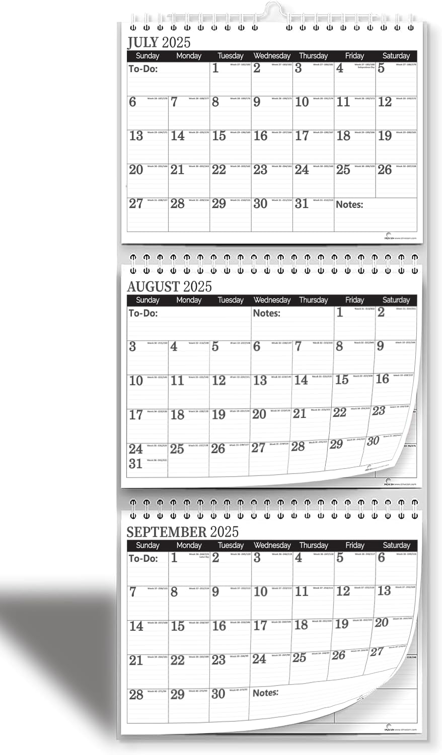 Three Month Calendar Printable