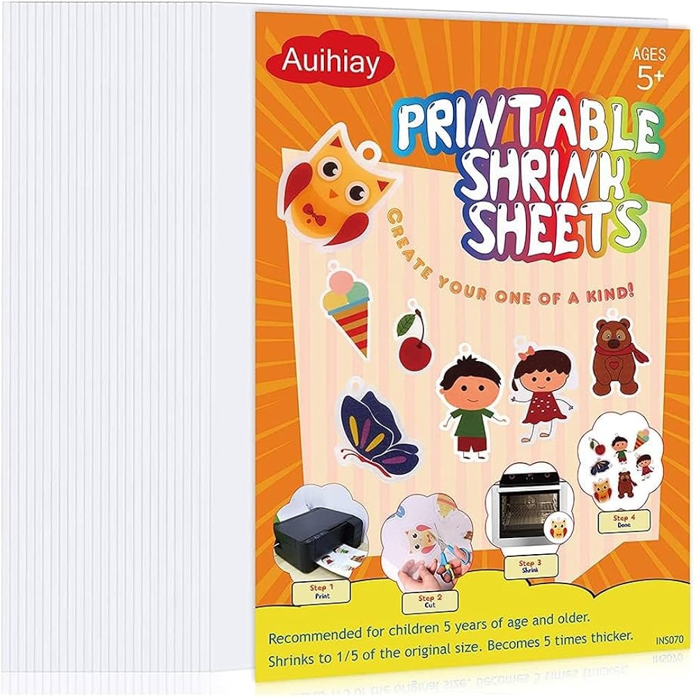 Amazon Auihiay 25 Sheets White Printable Shrink Plastic Sheets Shrink Films Papers For Inkjet Printer Kids DIY Crafts And Mothers Day Gifts Easter Ornament 8 3 X 11 6 Inch 21 X 29 5 Cm Industrial Scientific