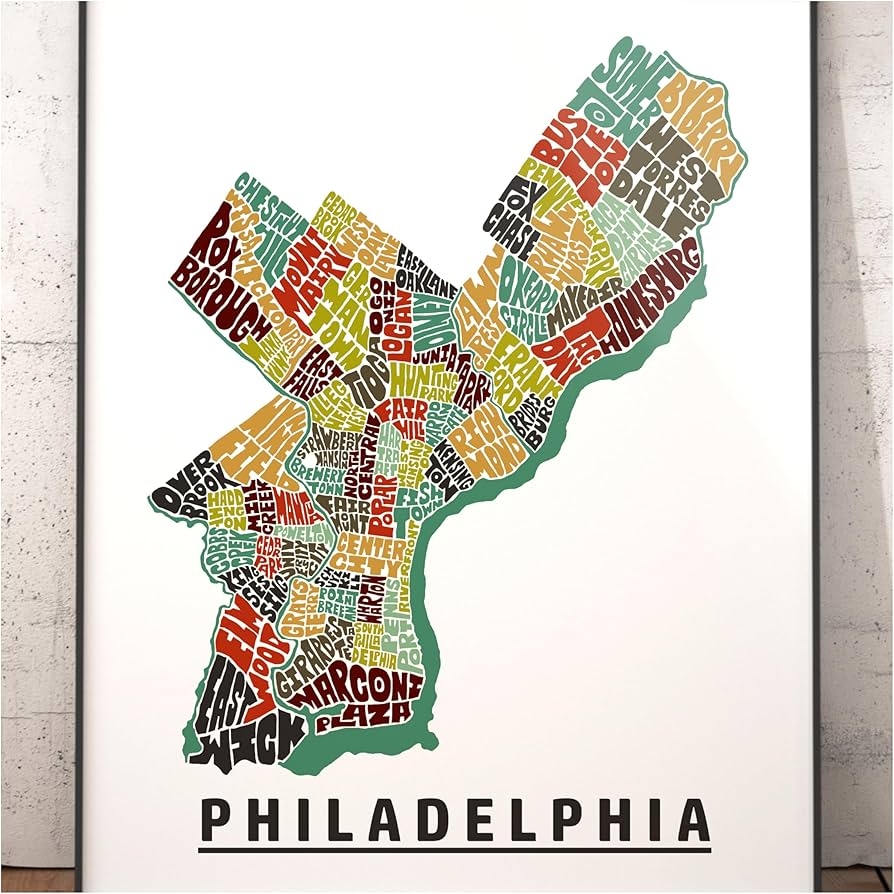 Amazon Philadelphia Neighborhood Map Print Signed Print Of My Original Hand Drawn Philadelphia Typography Map Art Joebstudio Handmade Products