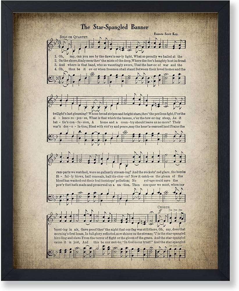 Amazon Poster Master The Star Spangled Banner Poster Hymnal Song Sheet Print Sheet Music Art Gift For Him Her Musician Patriotic Decor For Home Office Living Room 