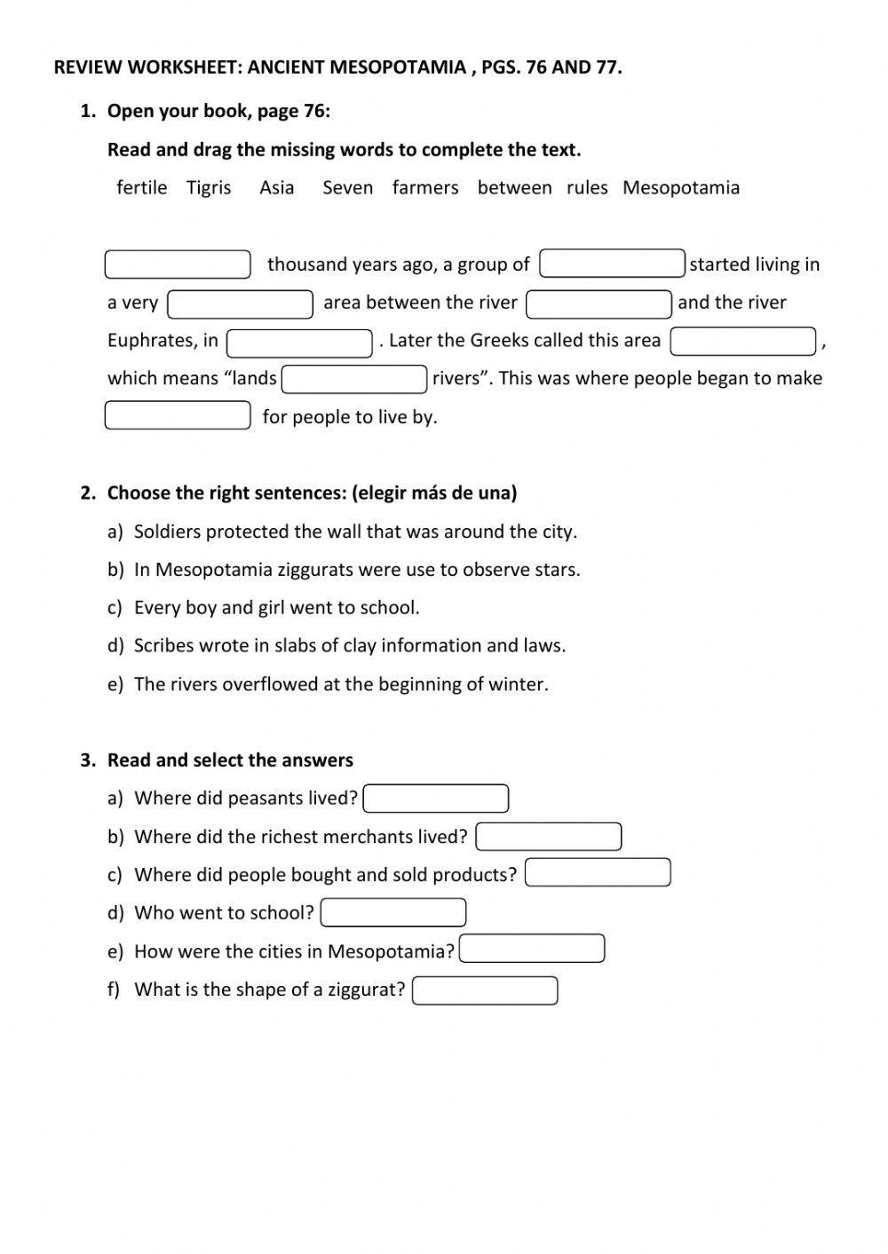 Ancient Mesopotamia Worksheet Live Worksheets Worksheets Library