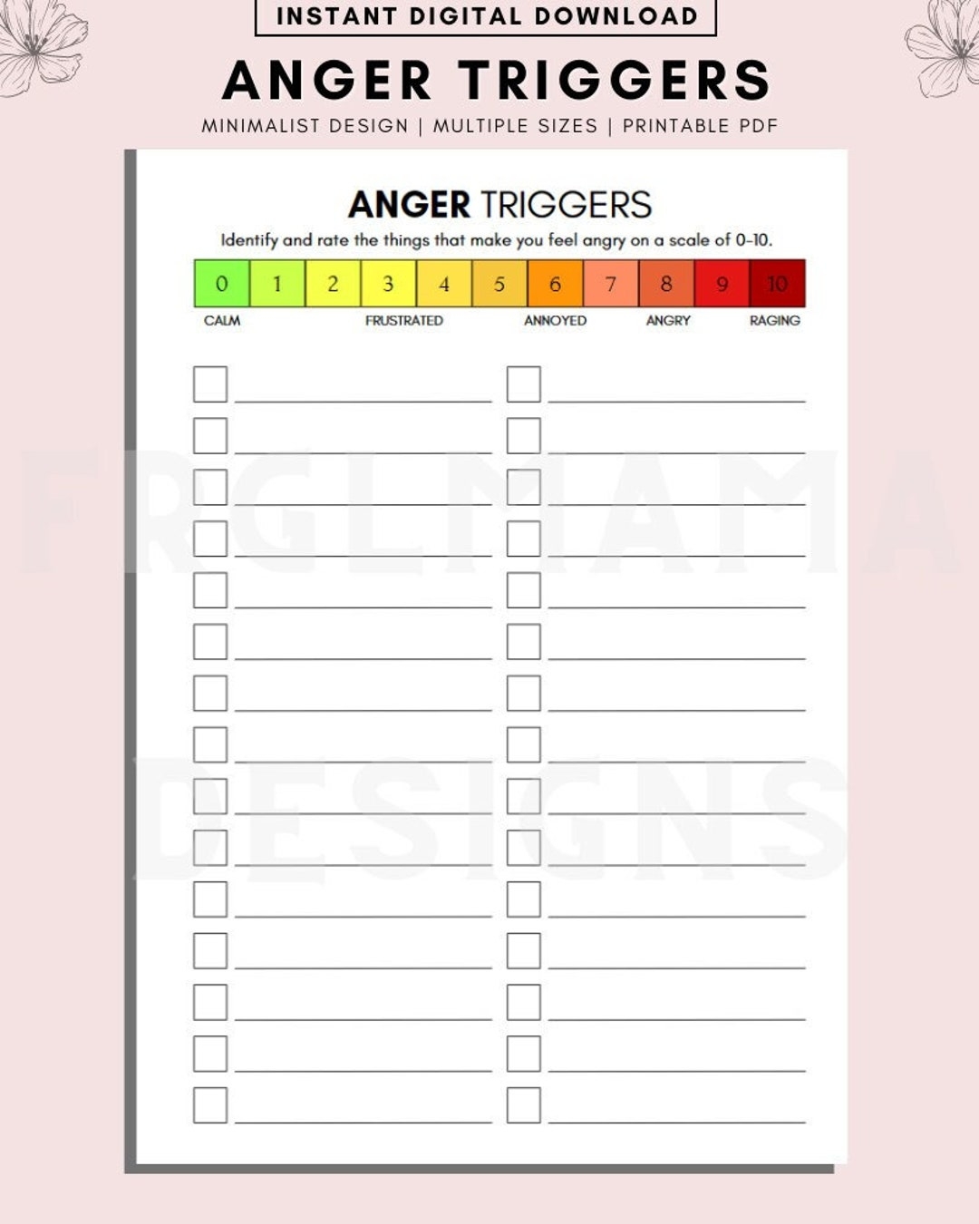 Anger Trigger Worksheet Anger Worksheets Therapy Tools Therapy Worksheets Anger Journal Emotional Regulation Anger Exploration Etsy
