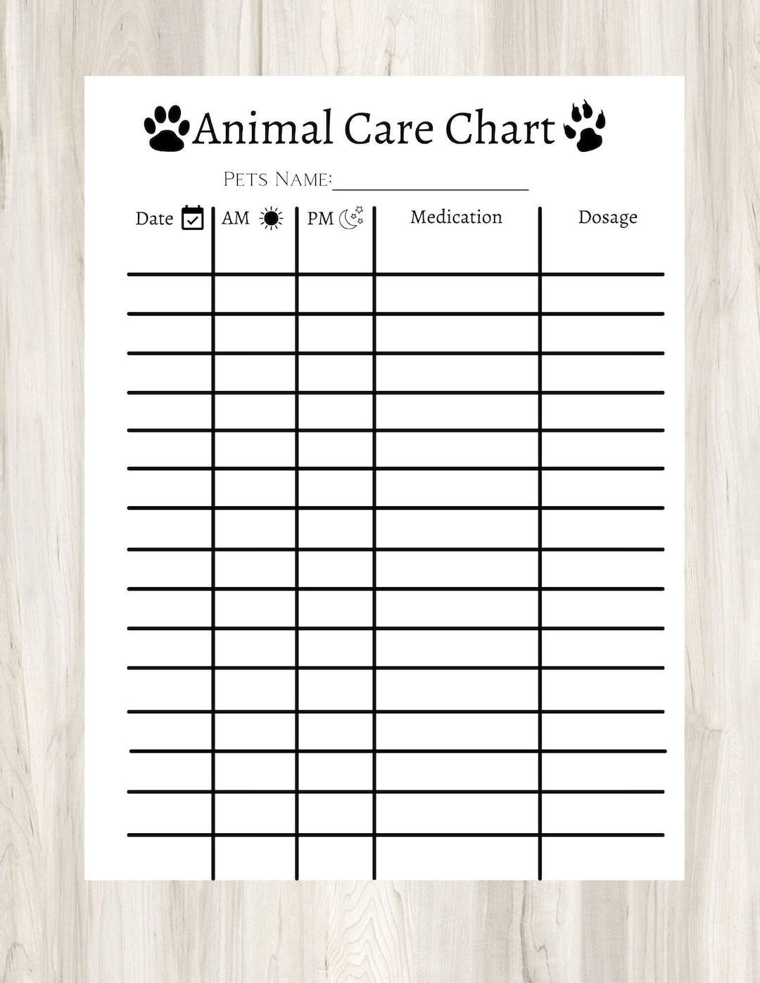 Free Printable Pet Care Charts