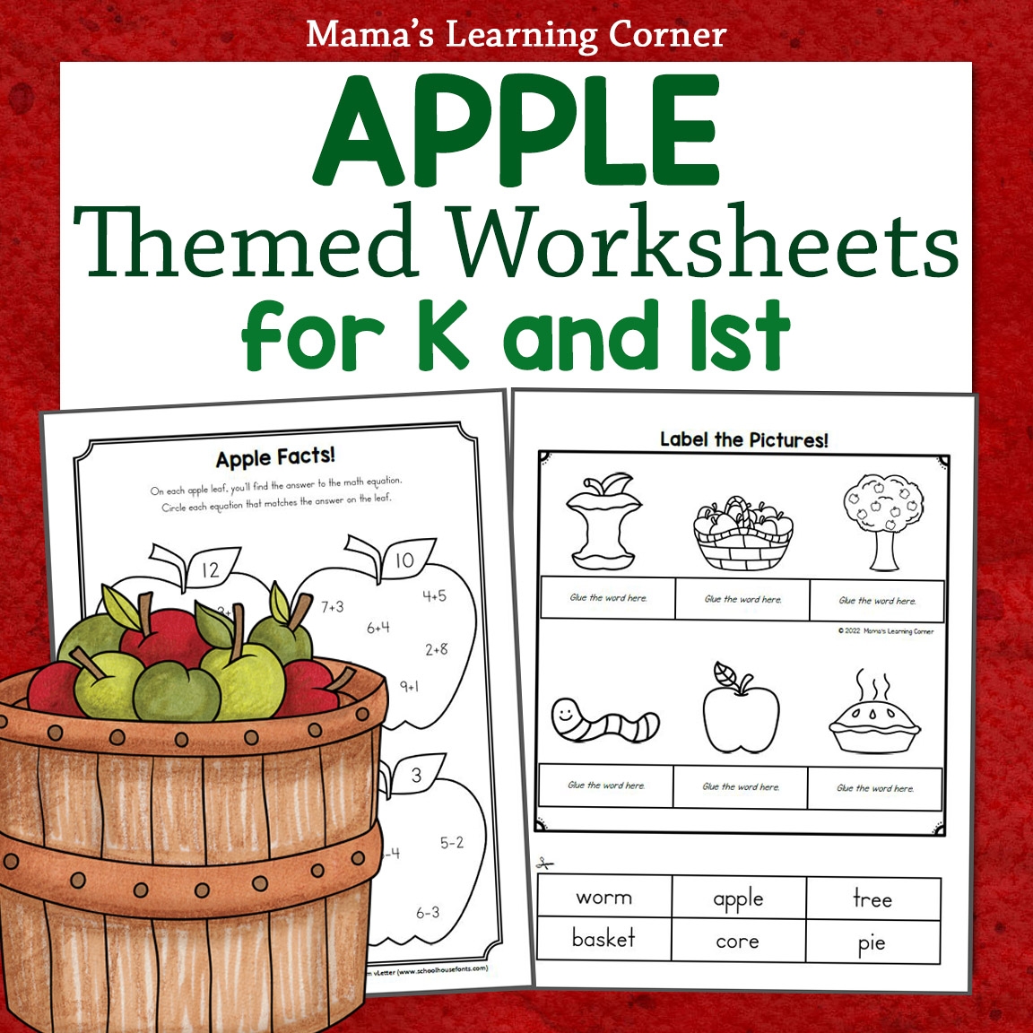 Apple Worksheets For Kindergarten And 1st Grade Mamas Learning Corner Apple Worksheets For Kindergarten And 1st Grade Mamas Learning Corner