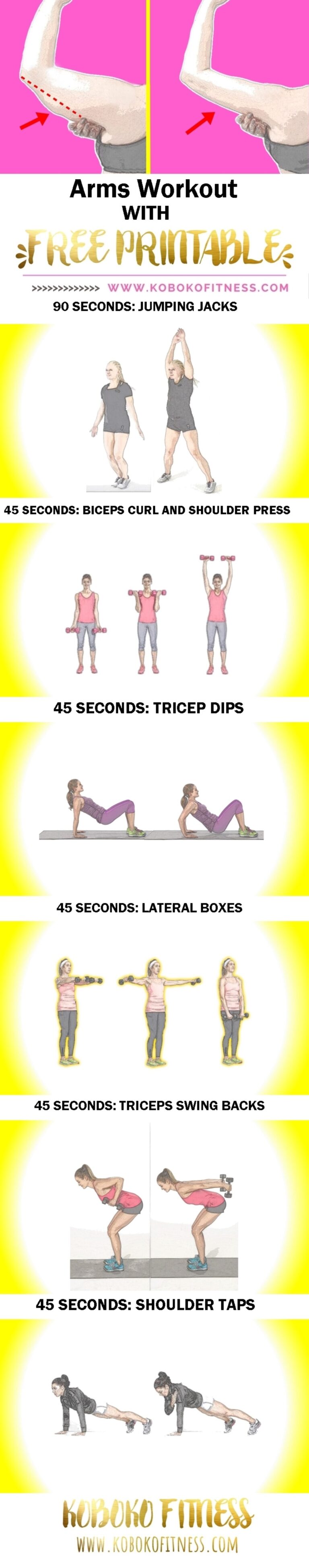 Arms Workout 5 Exercises For Perfect Arms FREE Printable Blog