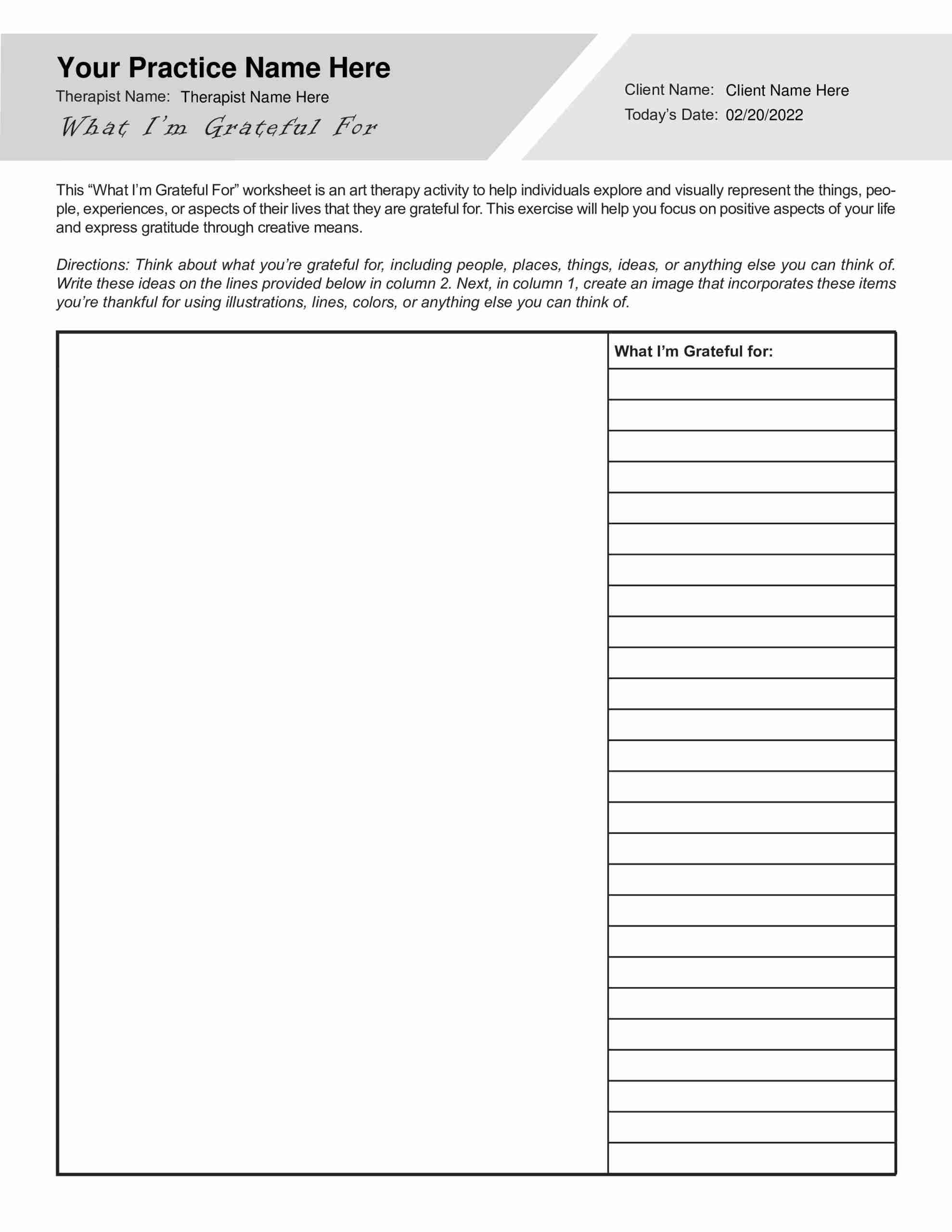 Printable Art Therapy Worksheets Pdf