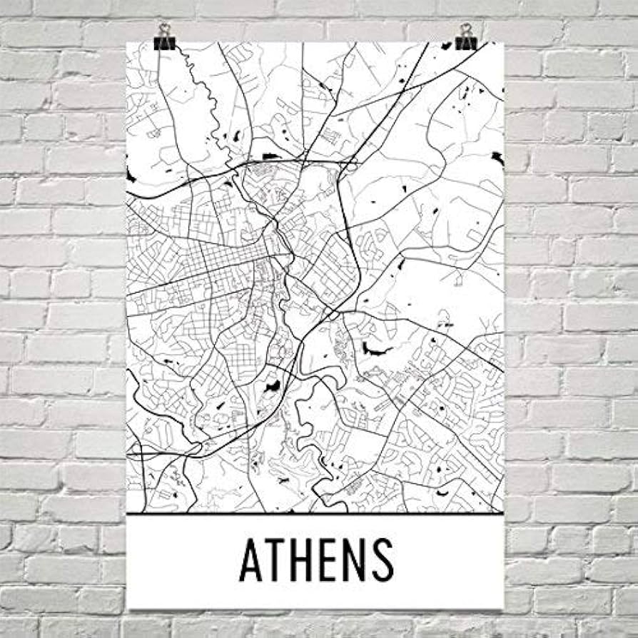 Athens GA Poster Athens GA Art Print Athens GA Wall Art Athens GA Map Athens GA City Map Athens GA Georgia City Map Art Athens GA Gift Athens GA 