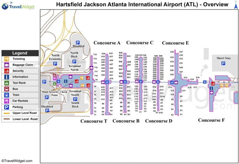 Atlanta Airport Map Map Of Hartsfield Jackson Atlanta International Airport United States Of America 