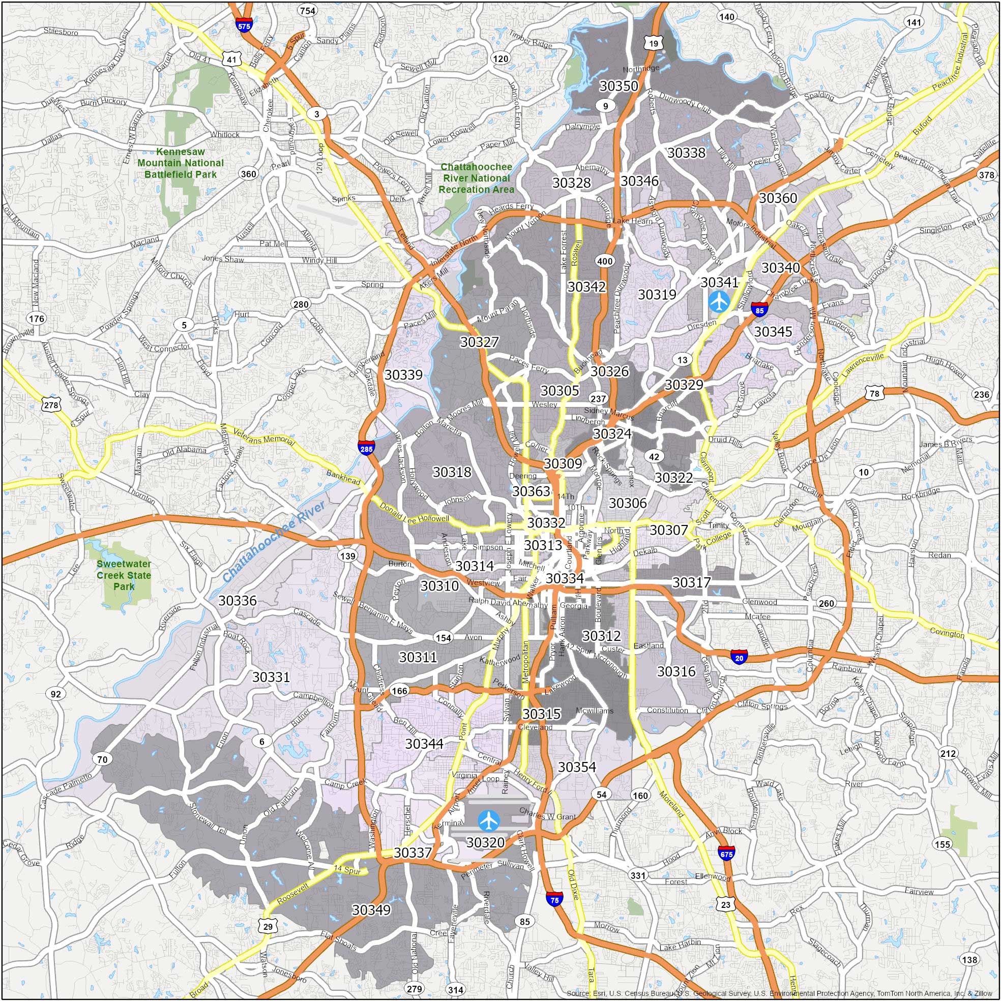 Atlanta Zip Code Map GIS Geography