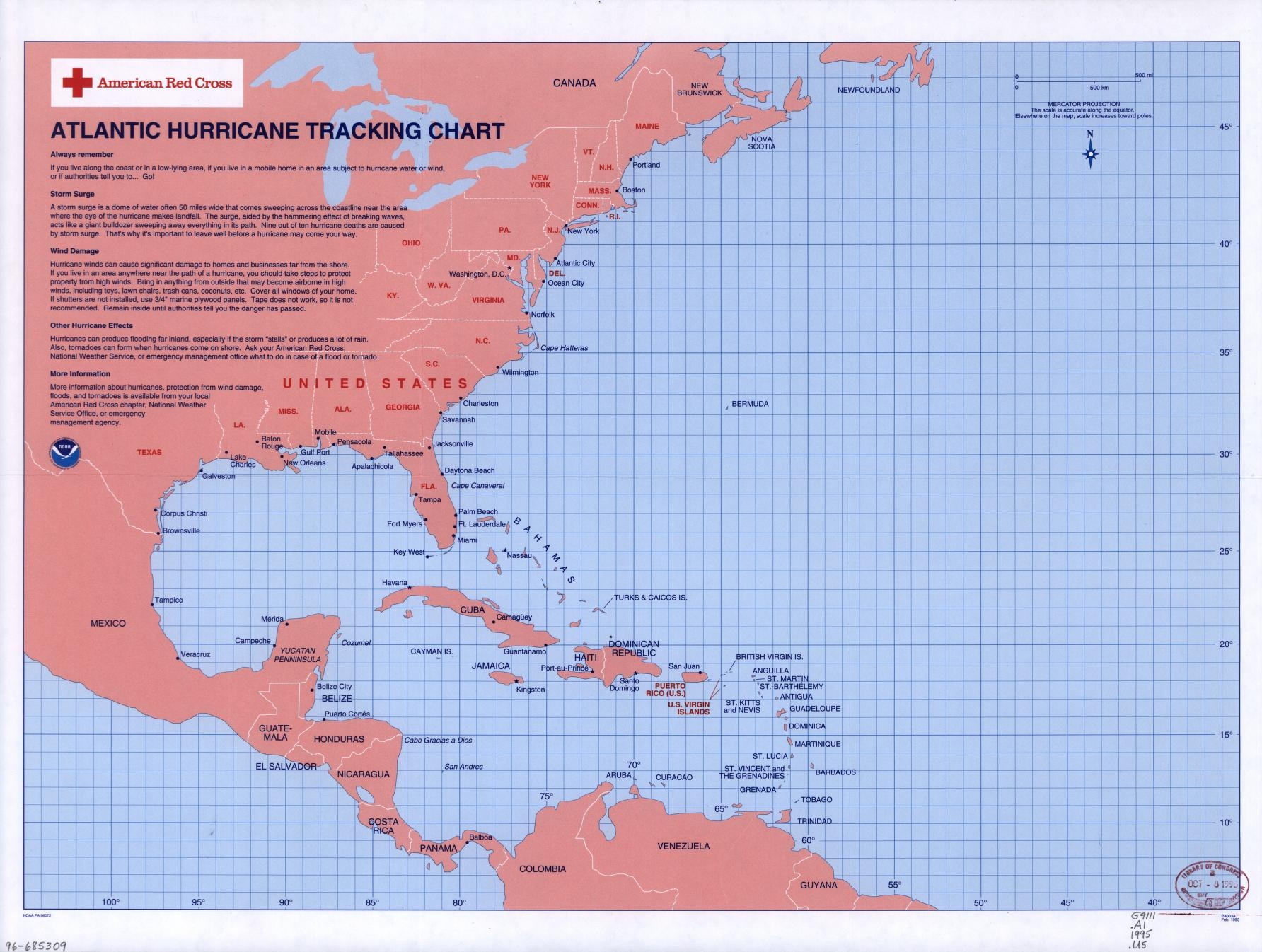 Atlantic Hurricane Tracking Chart Library Of Congress