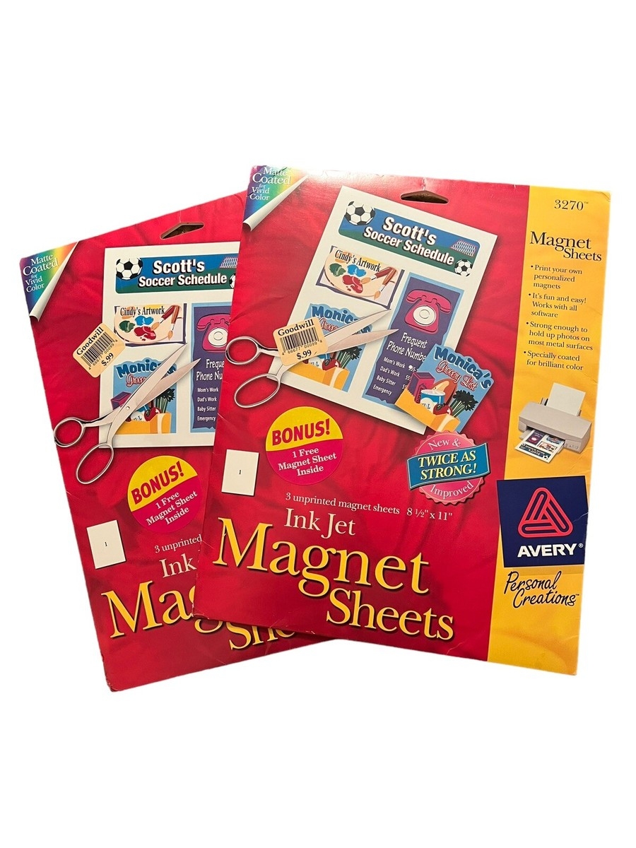 Avery 3270 Ink Jet Unprinted Magnet Sheets 8 5 x11 7 Sheets Total 2 Open Packs EBay