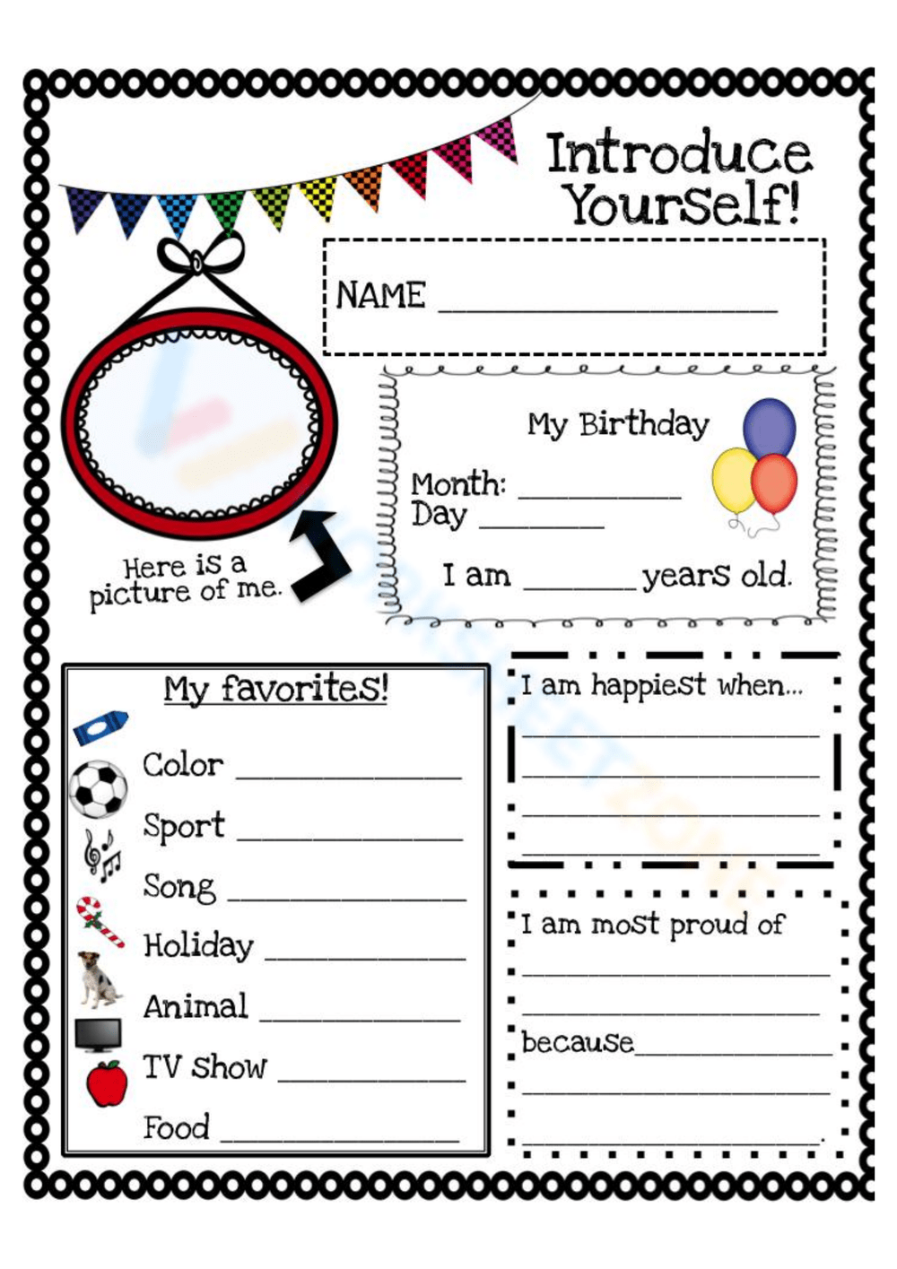 Back To School Introducing Yourself Worksheet Worksheets Library