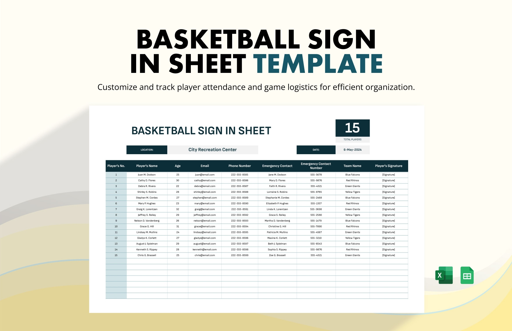 Printable Basketball Sign Up Sheet