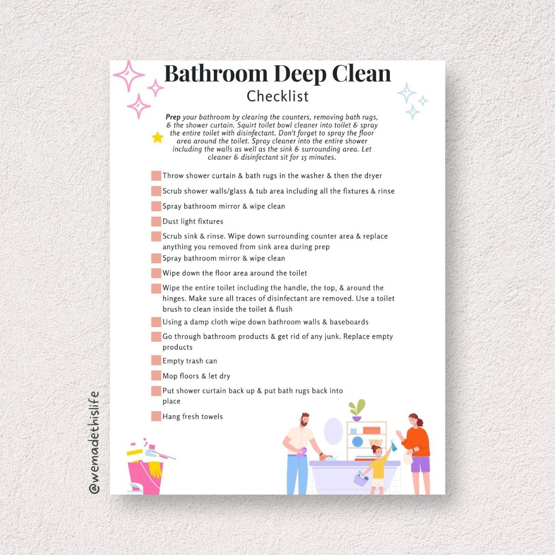 Bathroom Cleaning Chart Printable