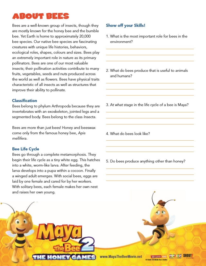 Free Printable Honey Bee Worksheets