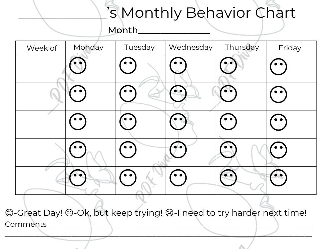 Behavior Calendar Etsy Behavior Calendar Etsy
