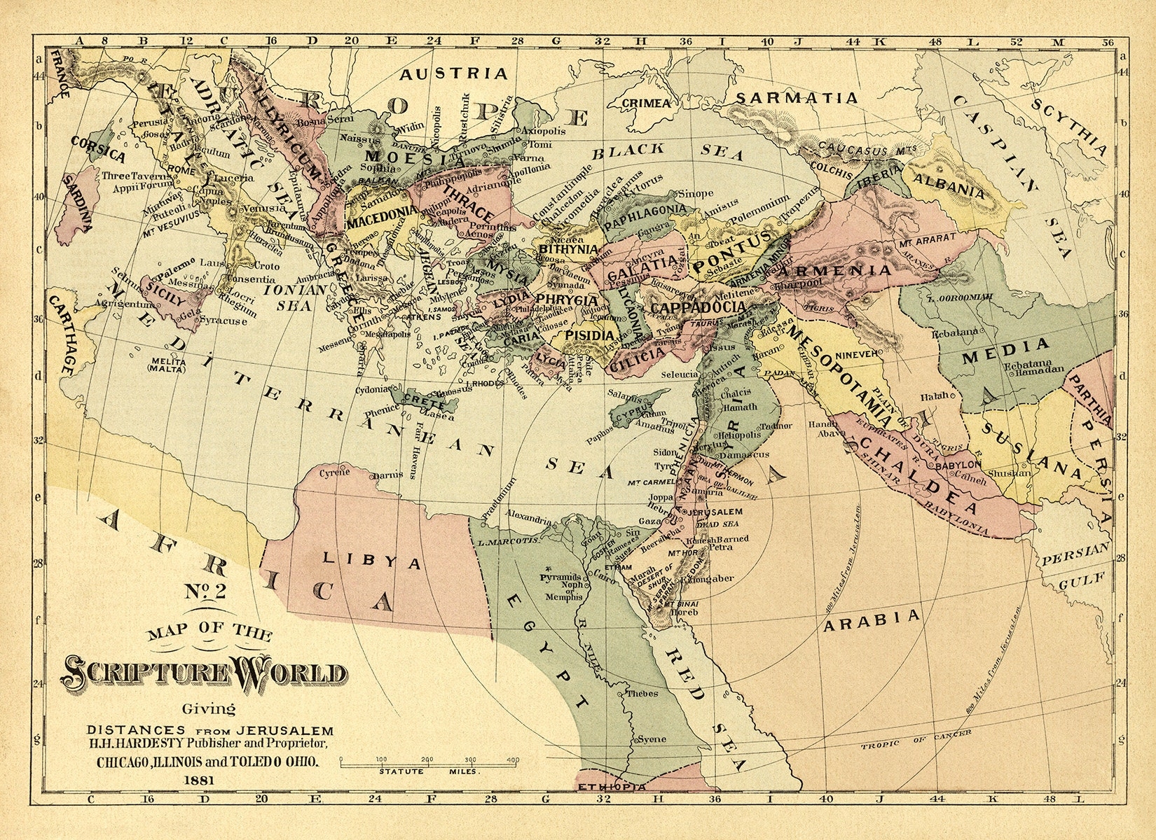 Biblical World Map Print 19th Century Cartography Decor Etsy Biblical World Map Print 19th Century Cartography Decor Etsy