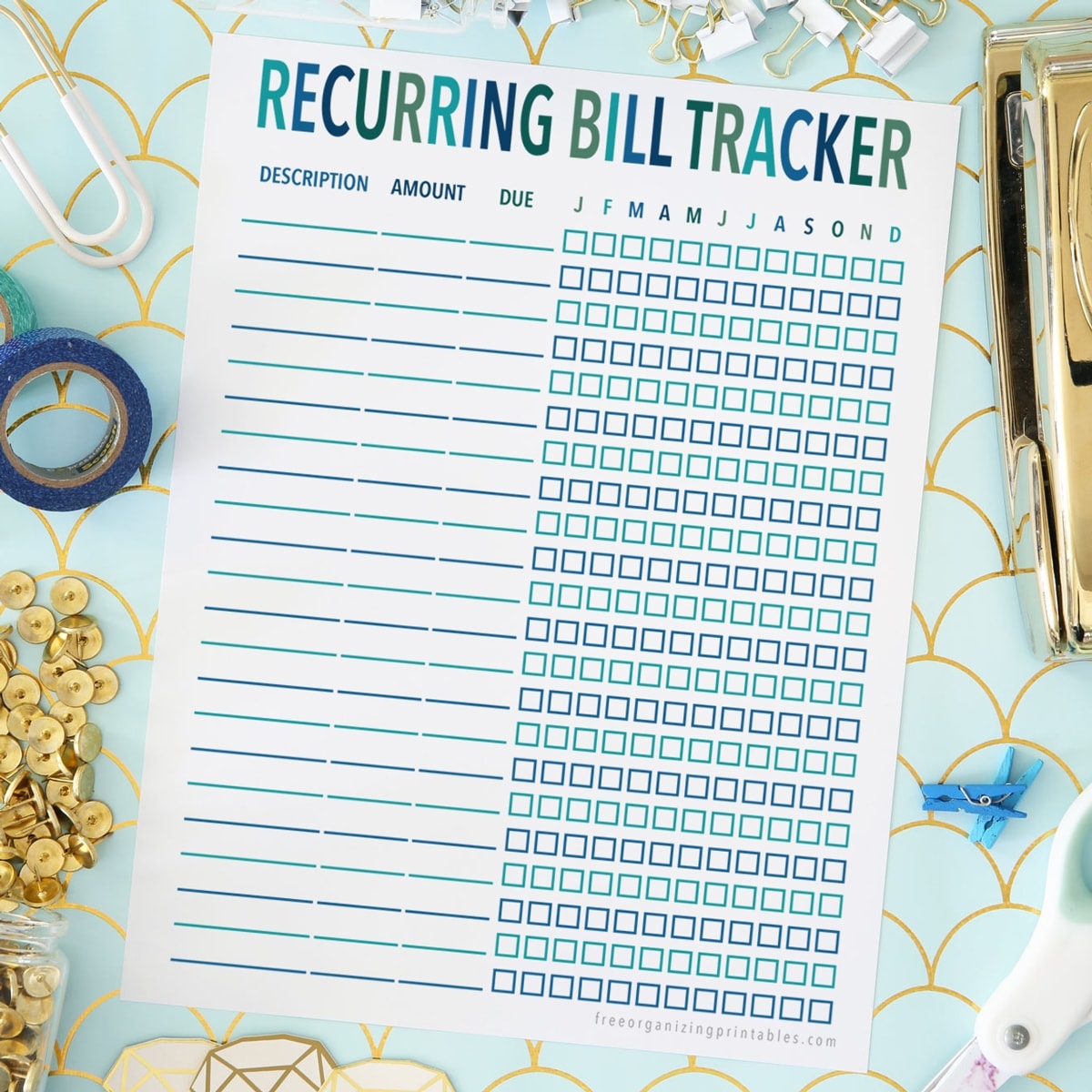 Bill Tracker Printable Free Organizing Printables