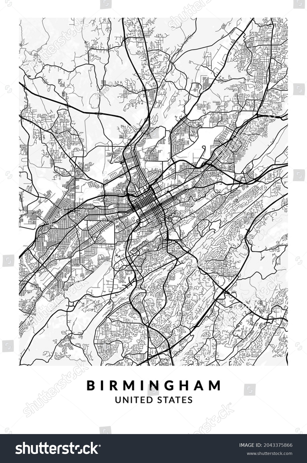 Birmingham Alabama United States City Map Stock Illustration 2043375866 Shutterstock