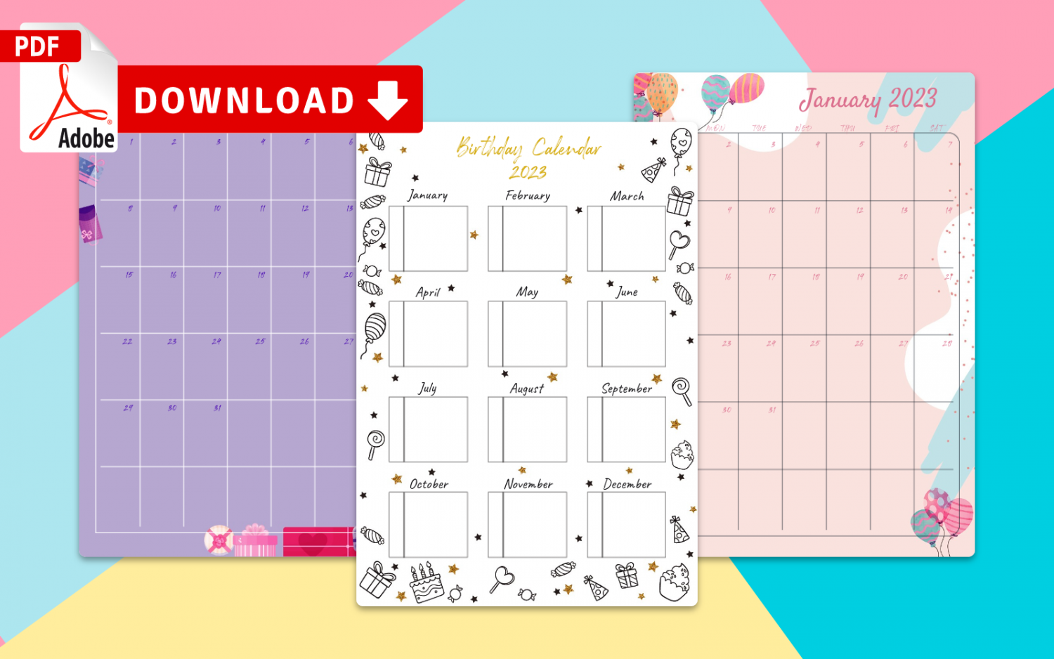 Free Printable Yearly Birthday Calendar