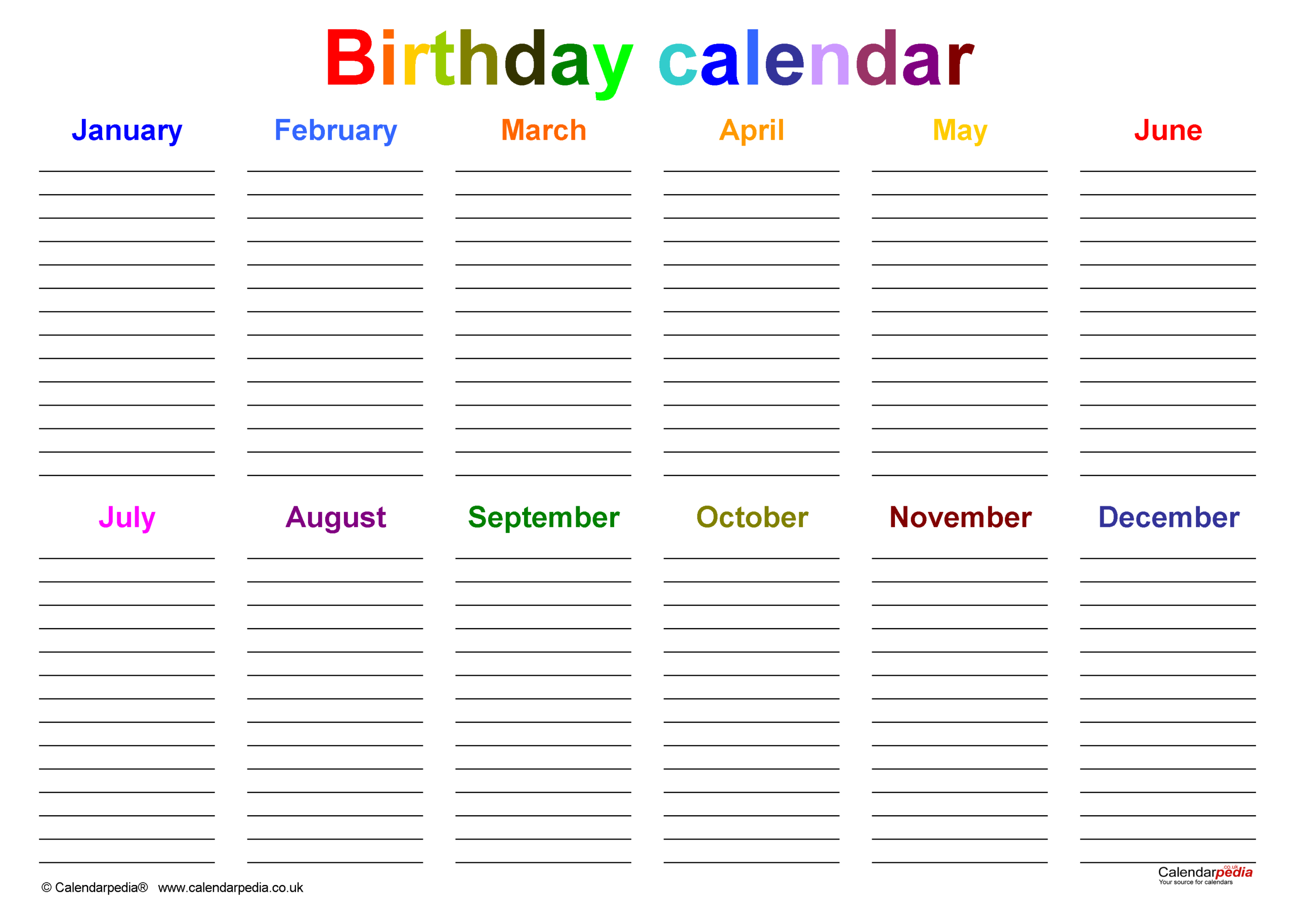Birthday Calendars For Microsoft Word