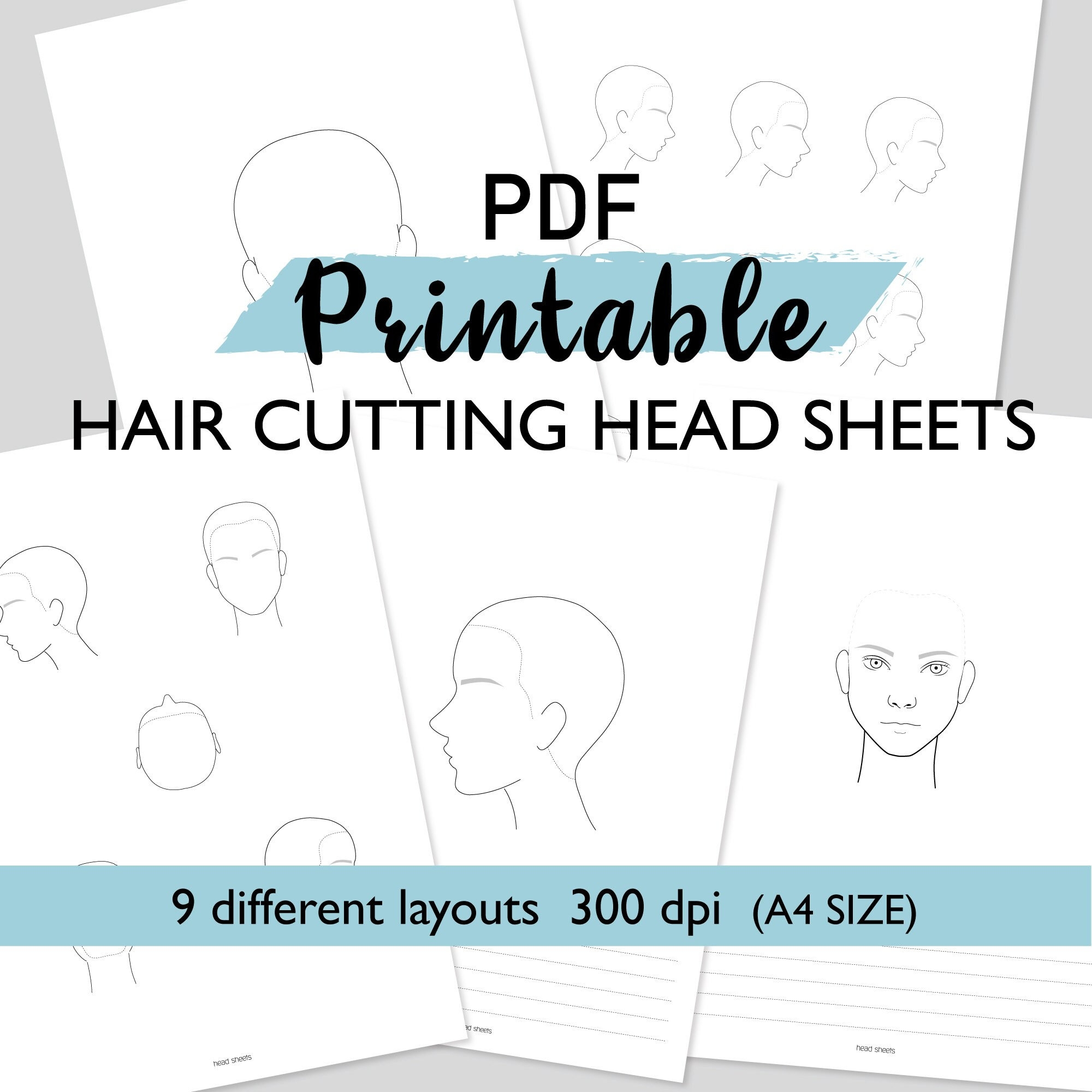 Blank Hair Cutting Head Sheets PDF Printable A4 Size For Hairdressing Cosmetology Students Salon Etsy Finland