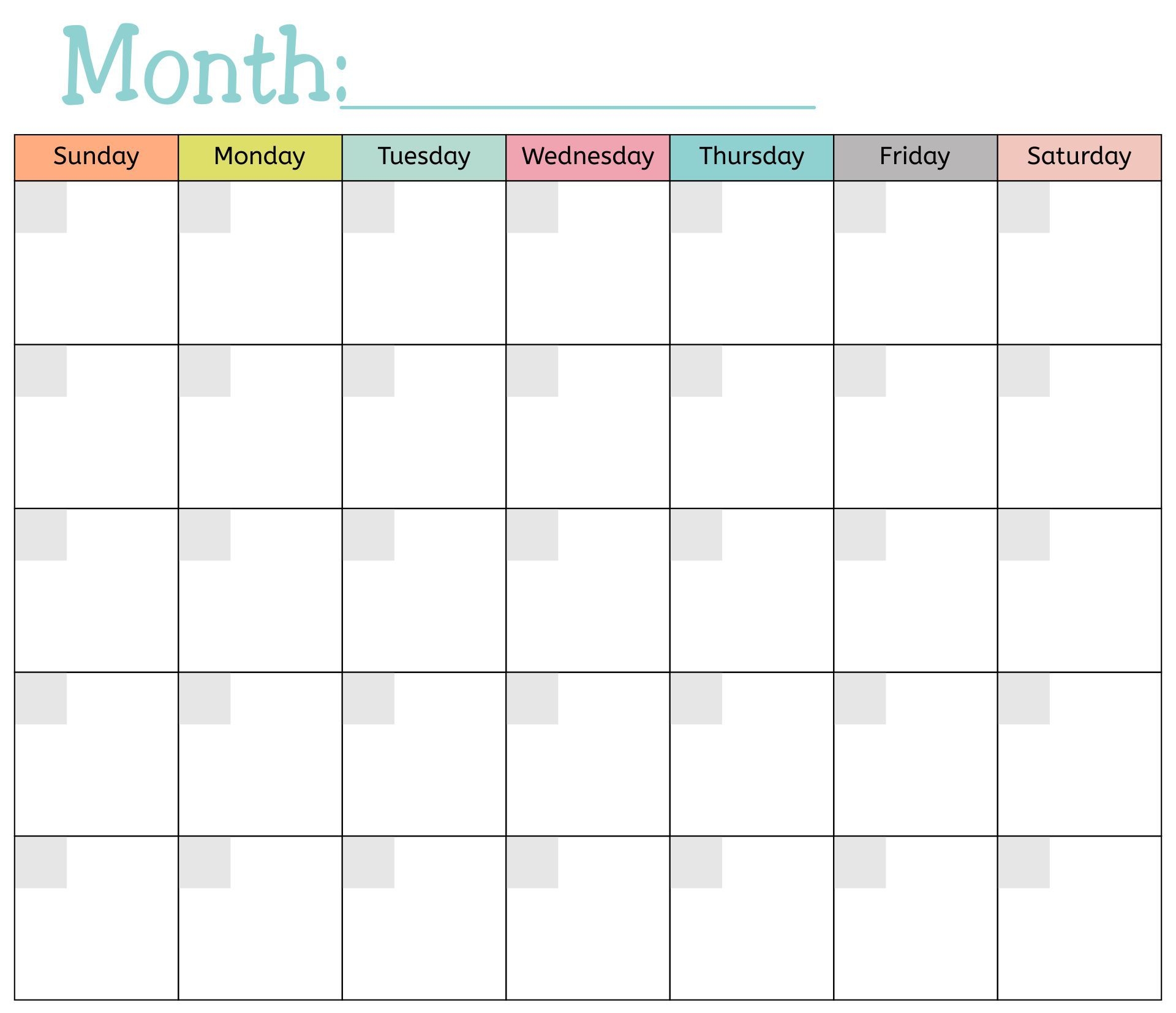 Blank Month Calendar Printable Free