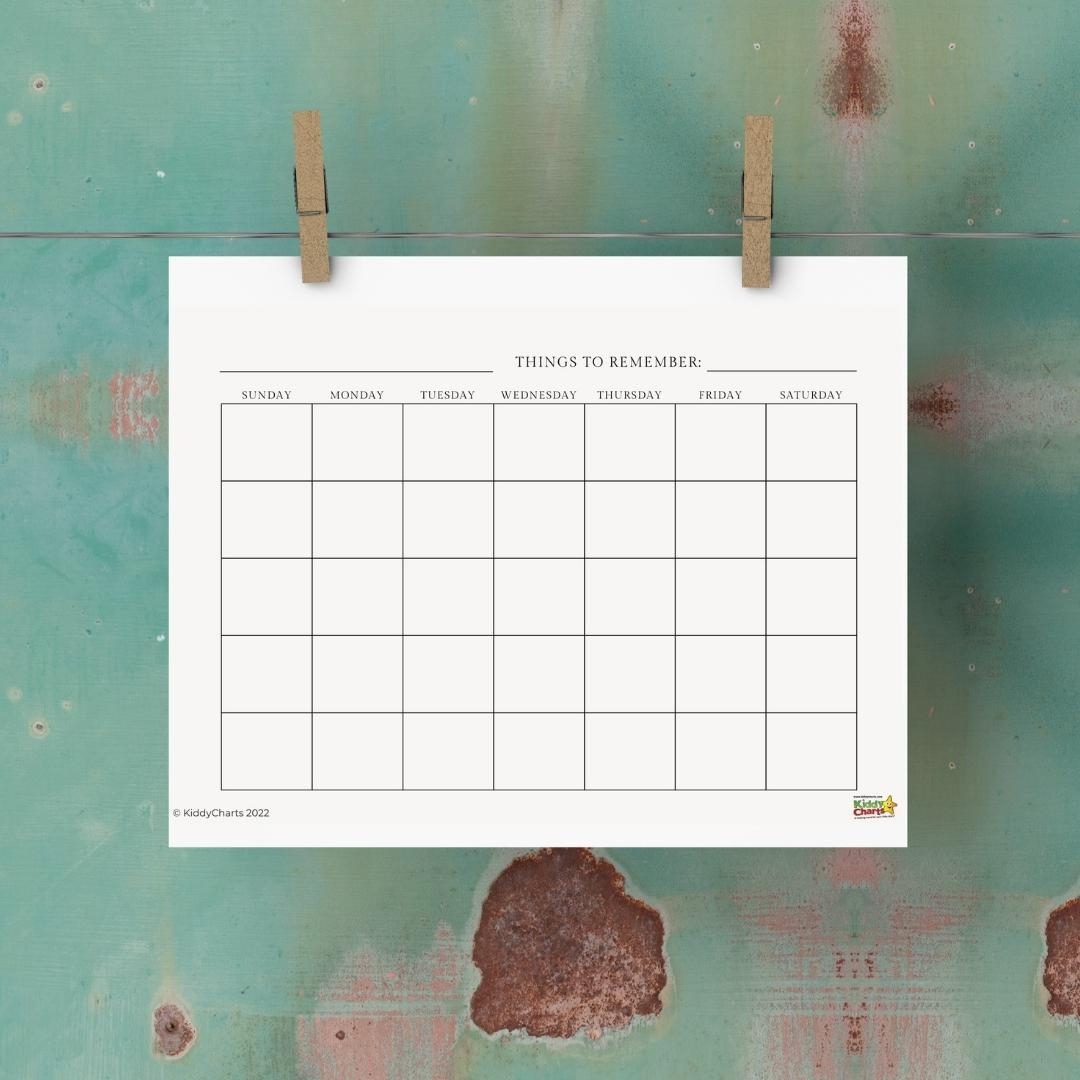 Blank Calendar Month Printable