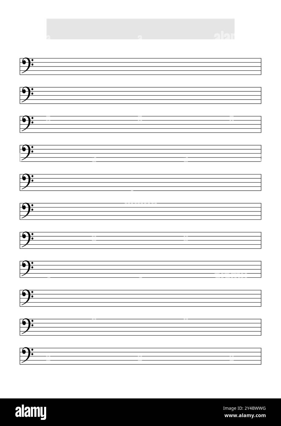 Blank Music Score Sheet Template To Write Music F Clef Printable A4 Format In Portrait Mode With A Song Title And Artist Name Block At The Top Stock Photo Alamy