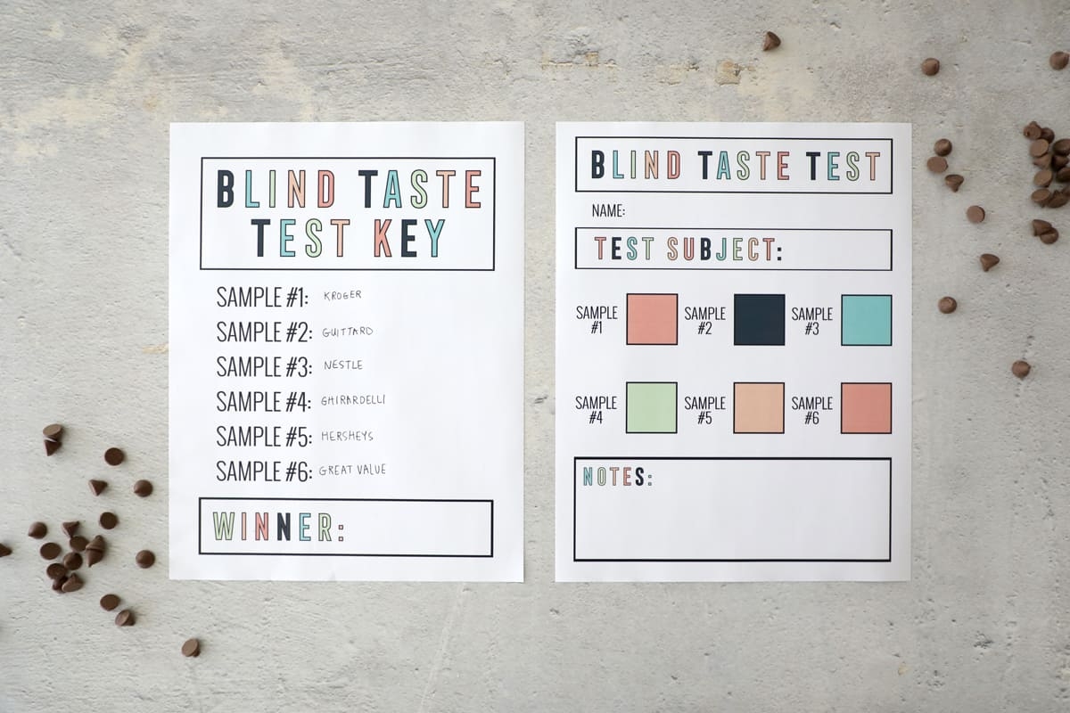 Printable Taste Testing Sheet