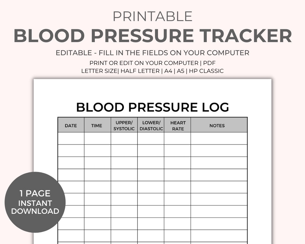 Printable Blood Pressure Chart For Seniors