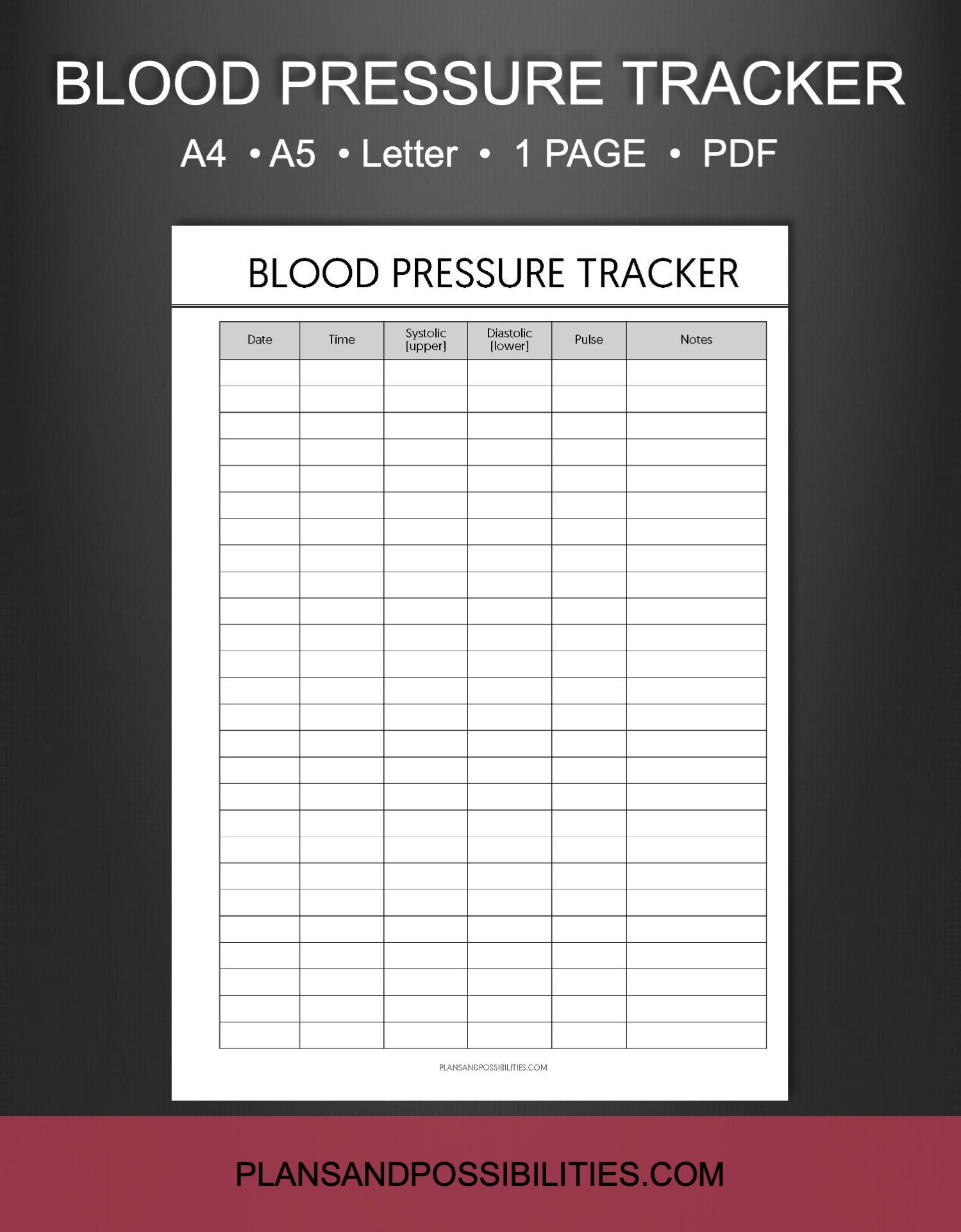 Blood Pressure Tracker Printable Blood Pressure Chart Template Blood Pressure Log Daily Chart Medical Chart Daily BP Tracker Etsy UK