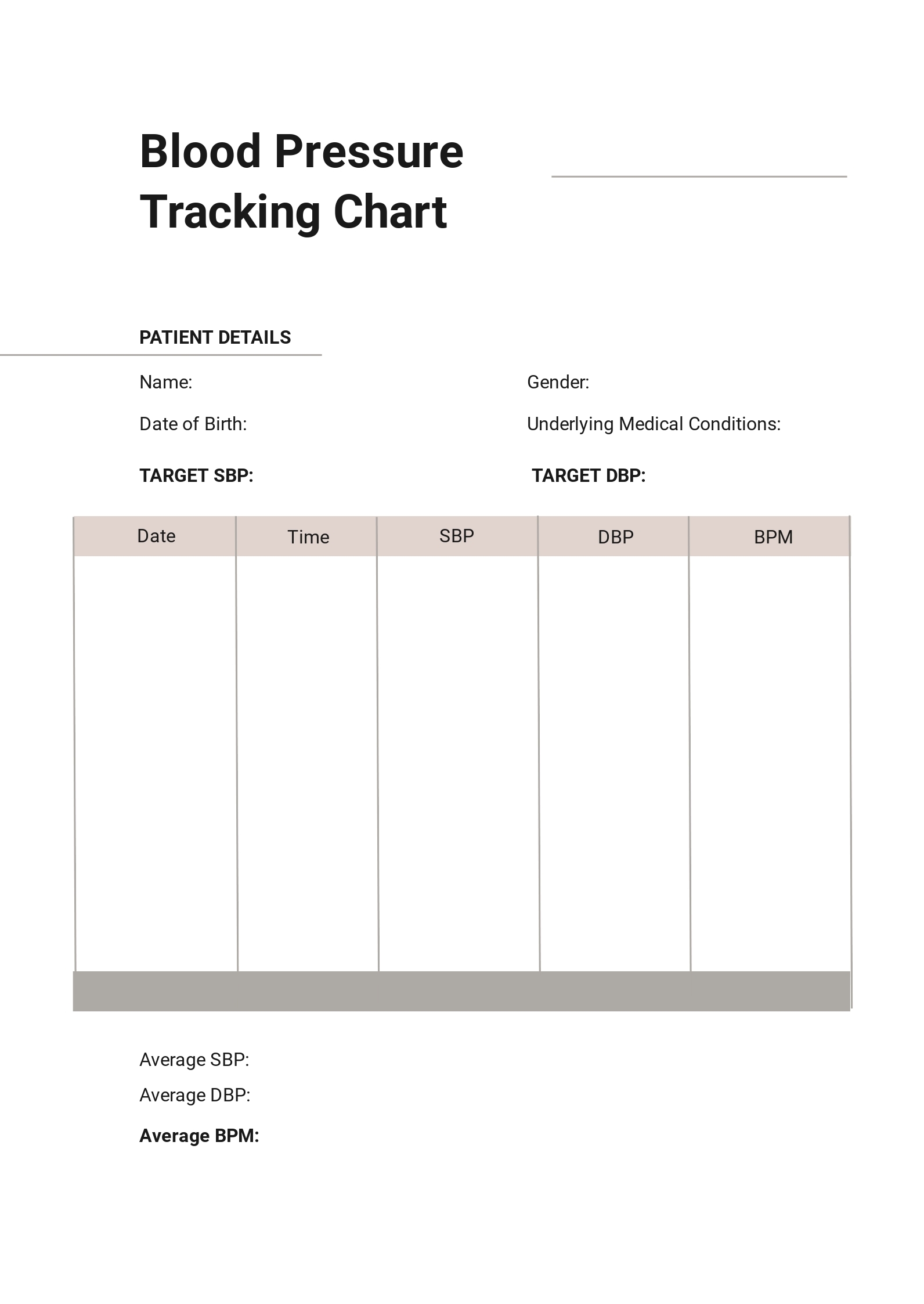Printable Blood Pressure Chart Pdf