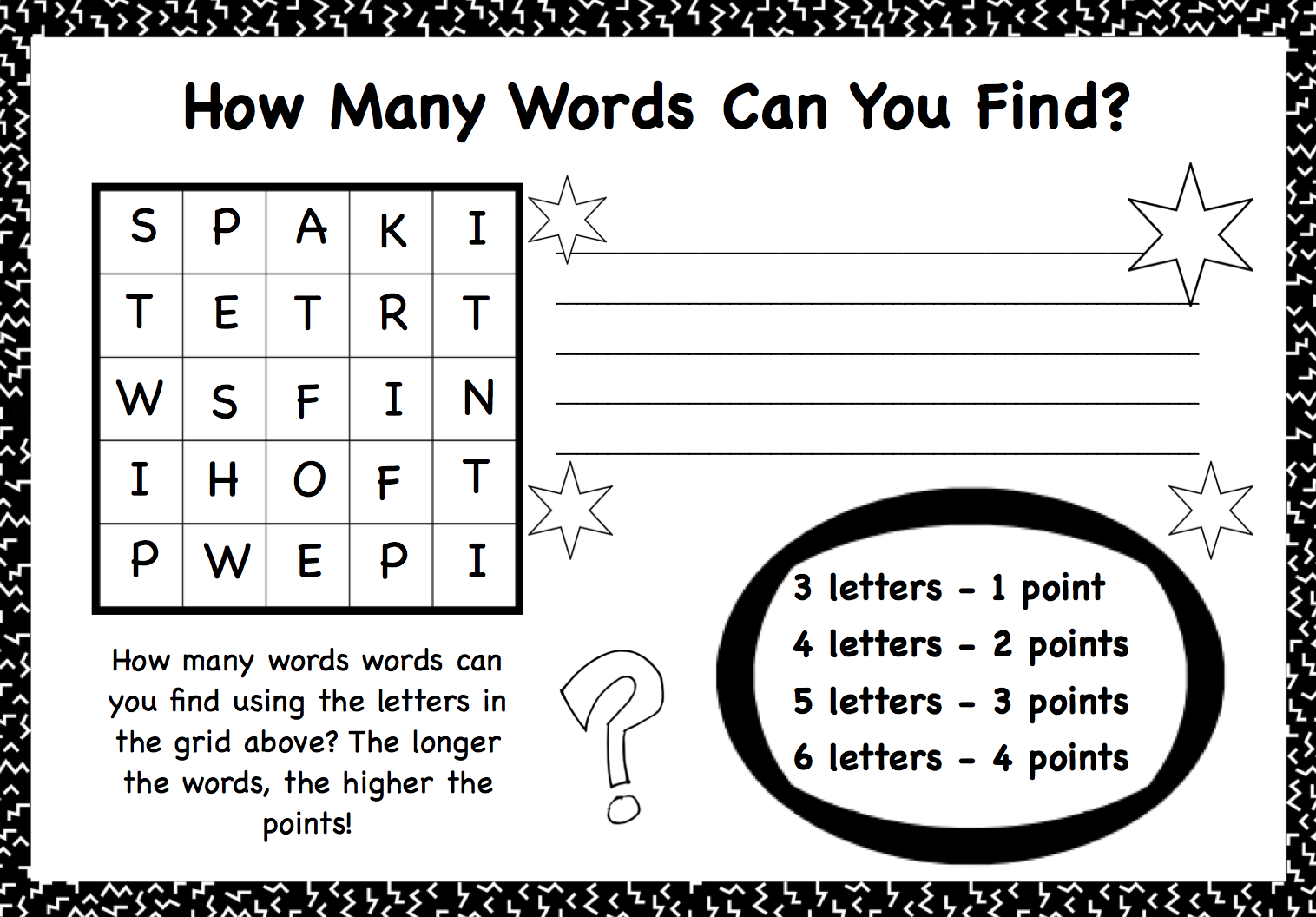 Printable Boggle Worksheets