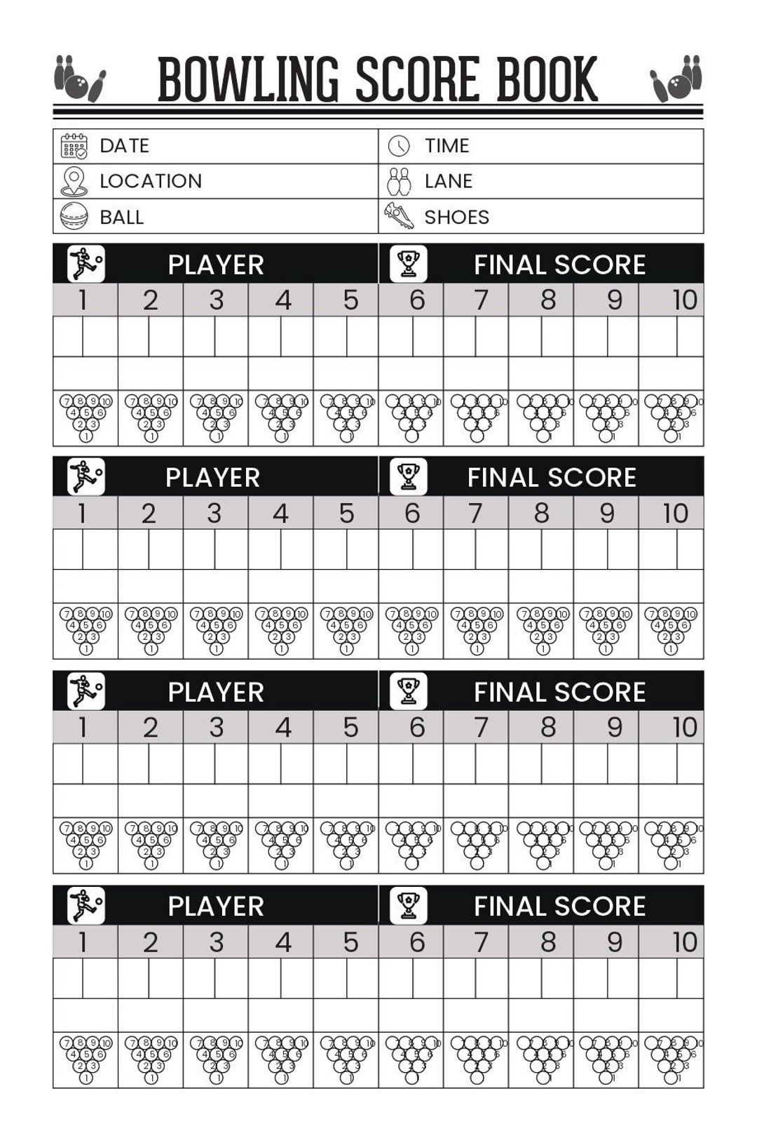 Printable Bowling Sheets