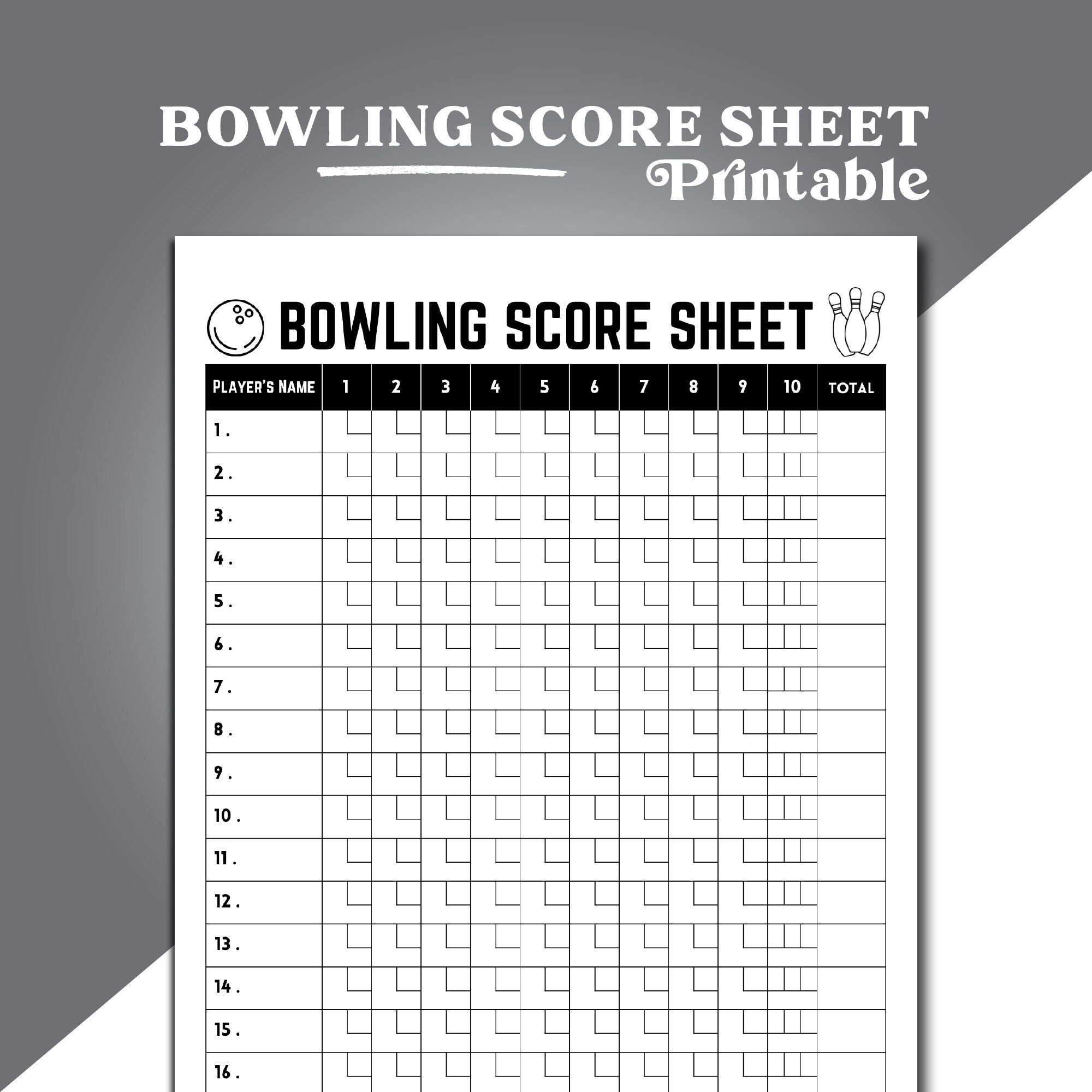 Bowling Score Sheet Printable Bowling Score Card Bowling Scorecard Template Bowling Game Score Recording Printable Bowling Score Pad Etsy UK