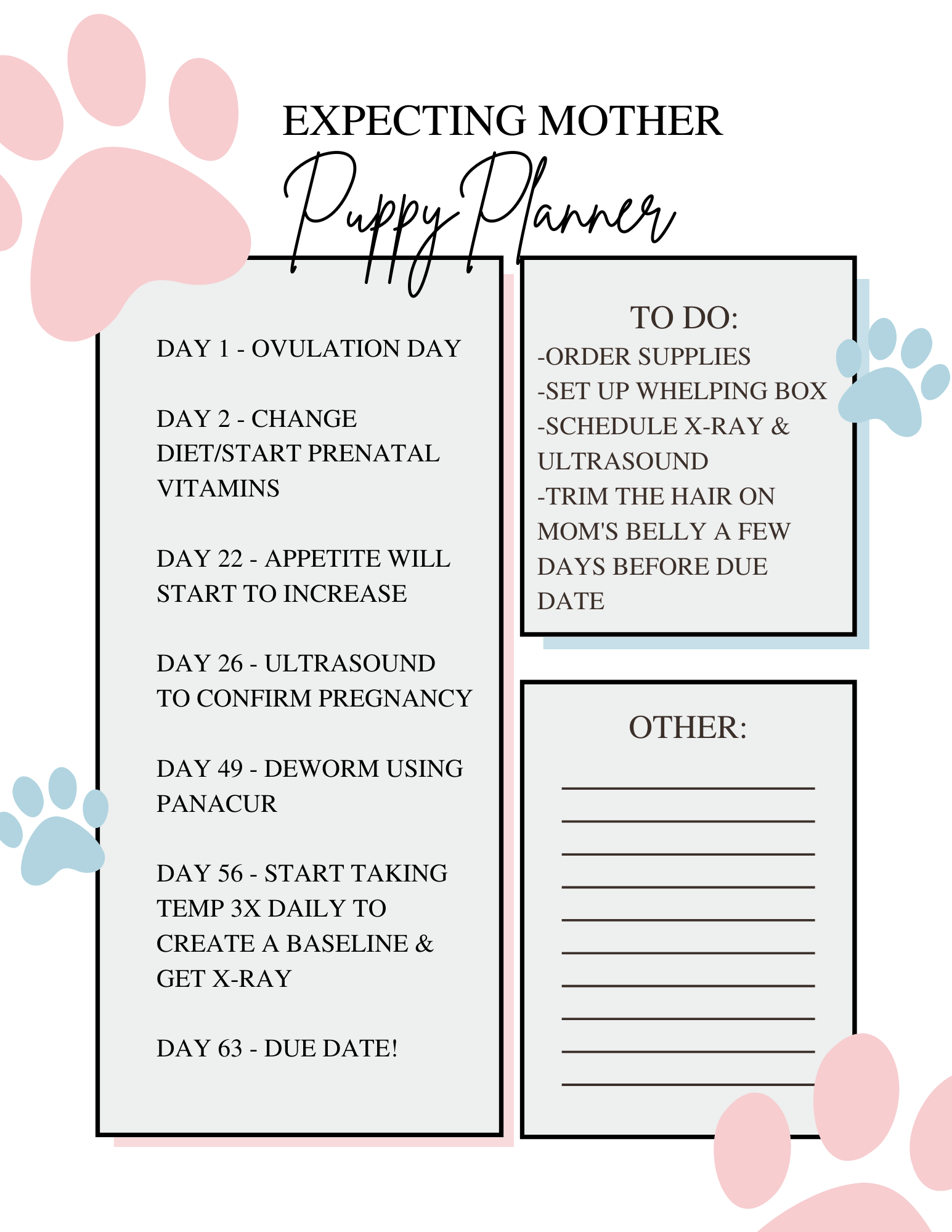 Printable Pregnant Dog Temperature Chart