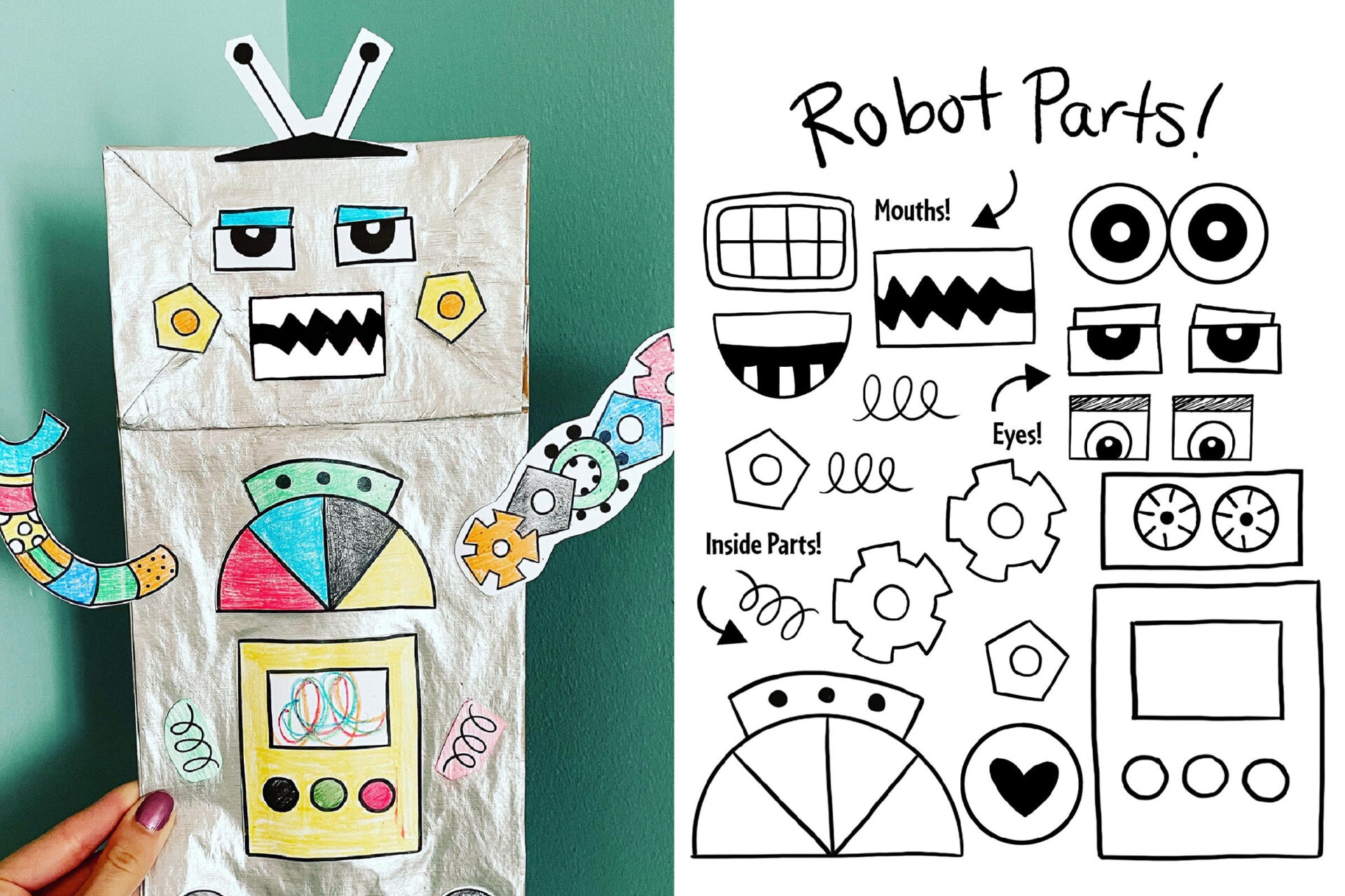 Printable Robot Shapes Worksheet
