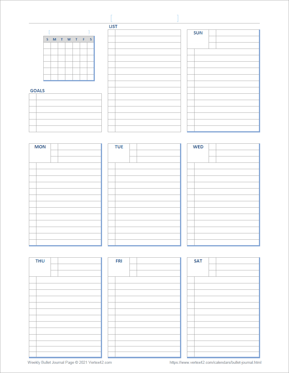 Bullet Journal Printable Sheets